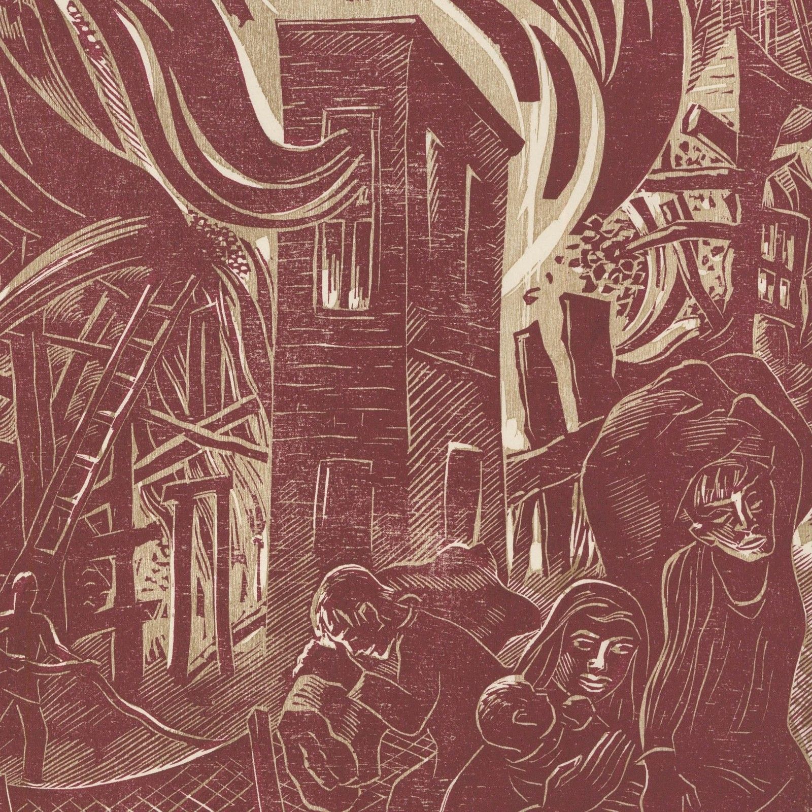 Victor Rebuffo (1903 1983) Mid 20th Century Woodcut, Fuego En La Ribera photo for sale