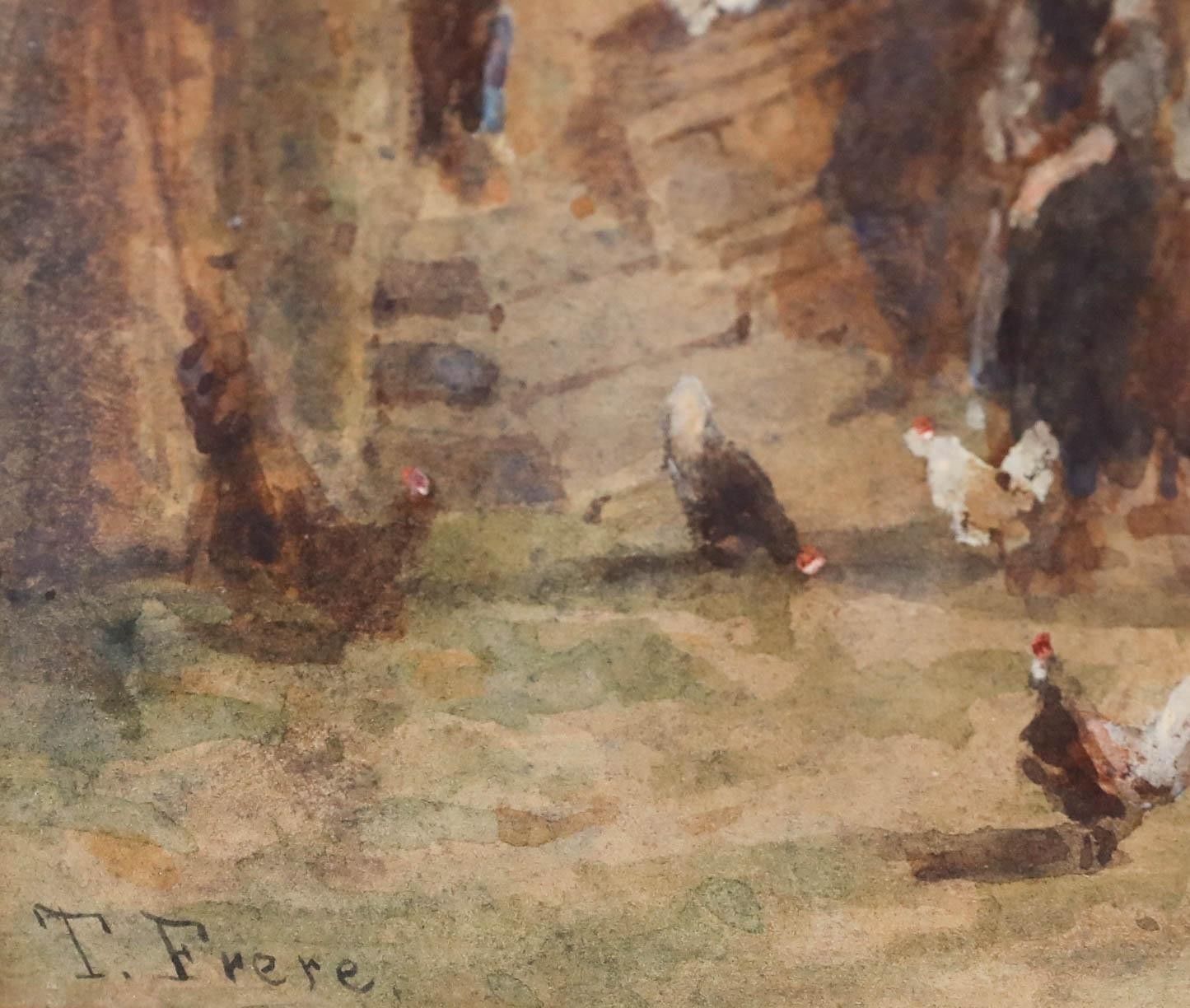 T. Frere Framed Late 19th Century Watercolour, San Gimignano photo vinterior