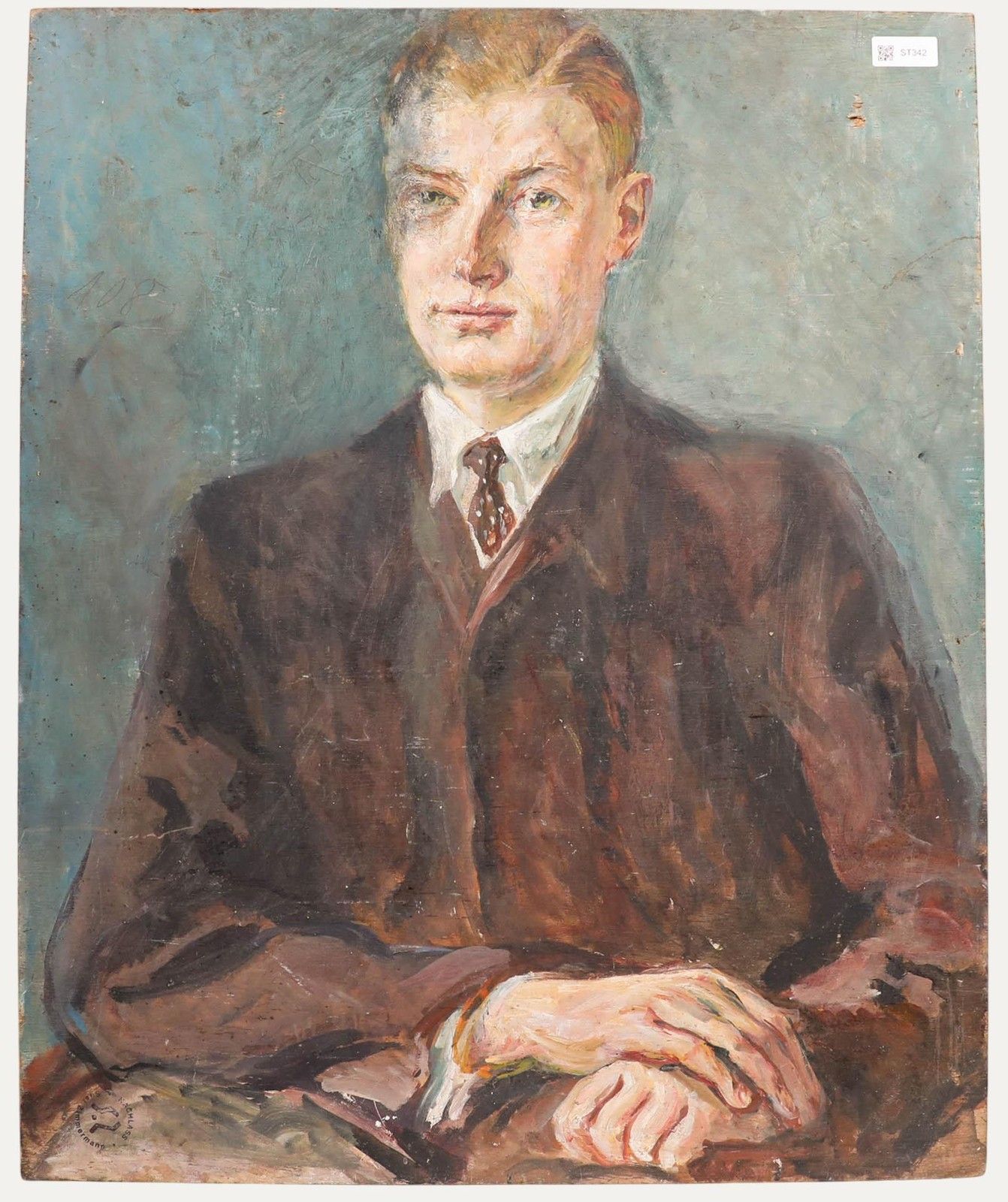 Susi Zimmermann (B.1883) Mid 20th Century Oil, Dapper Gentleman photo for sale
