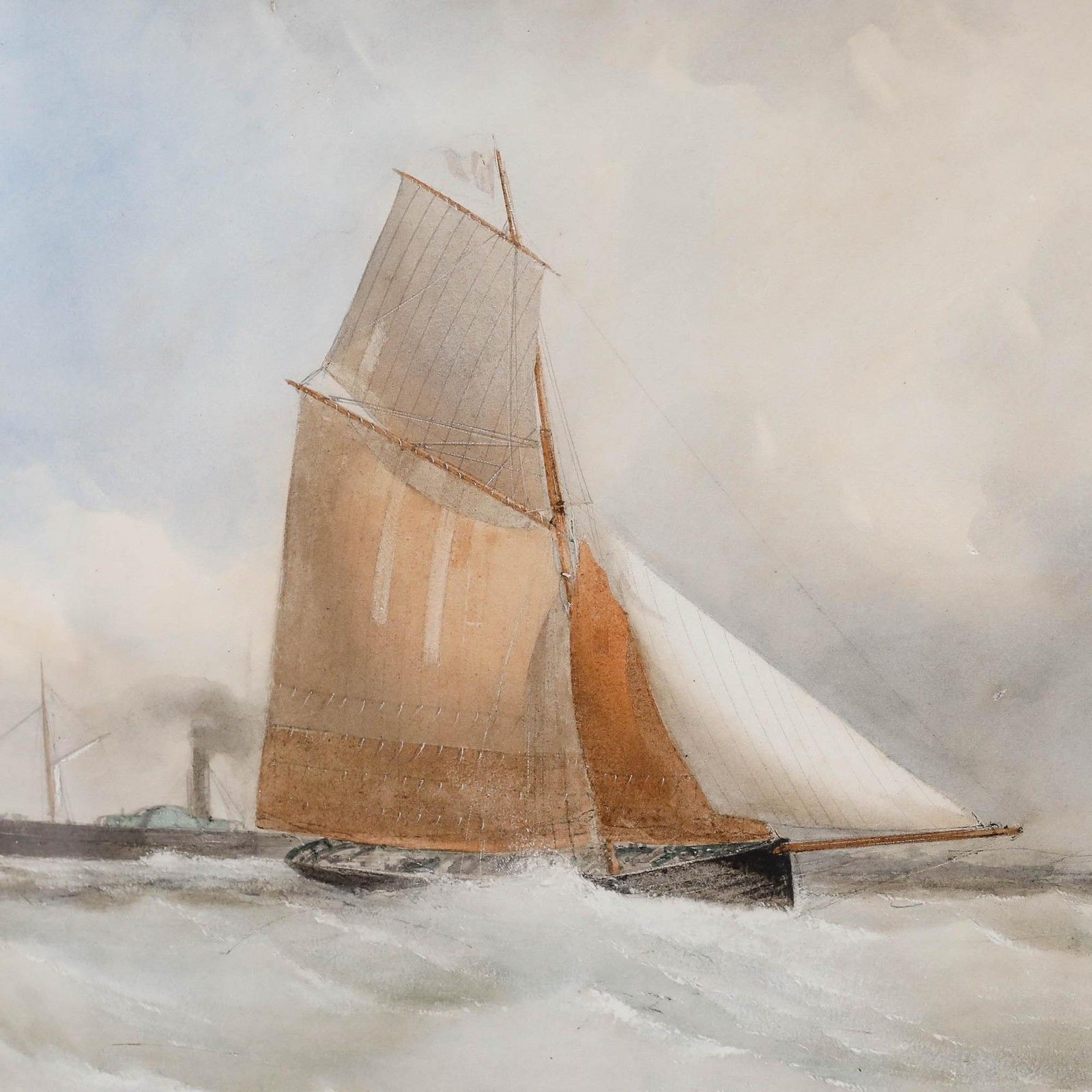 Charles Taylor (Act.1841 1883) Mid 19th Century Watercolour, Fishing Smacks photo Art