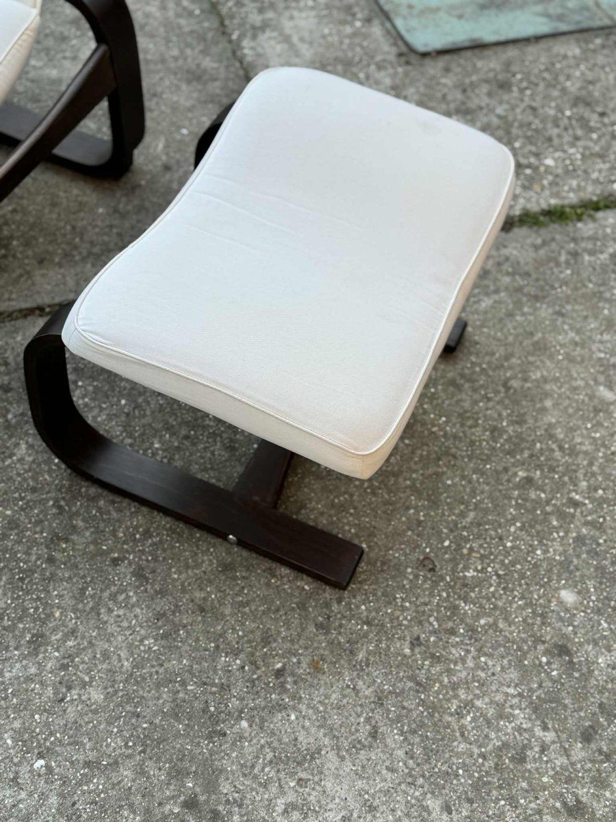 Set Of Vintage Scandinavian Bentwood Lounge Chair And Ottoman, 1970s photo 2053.0