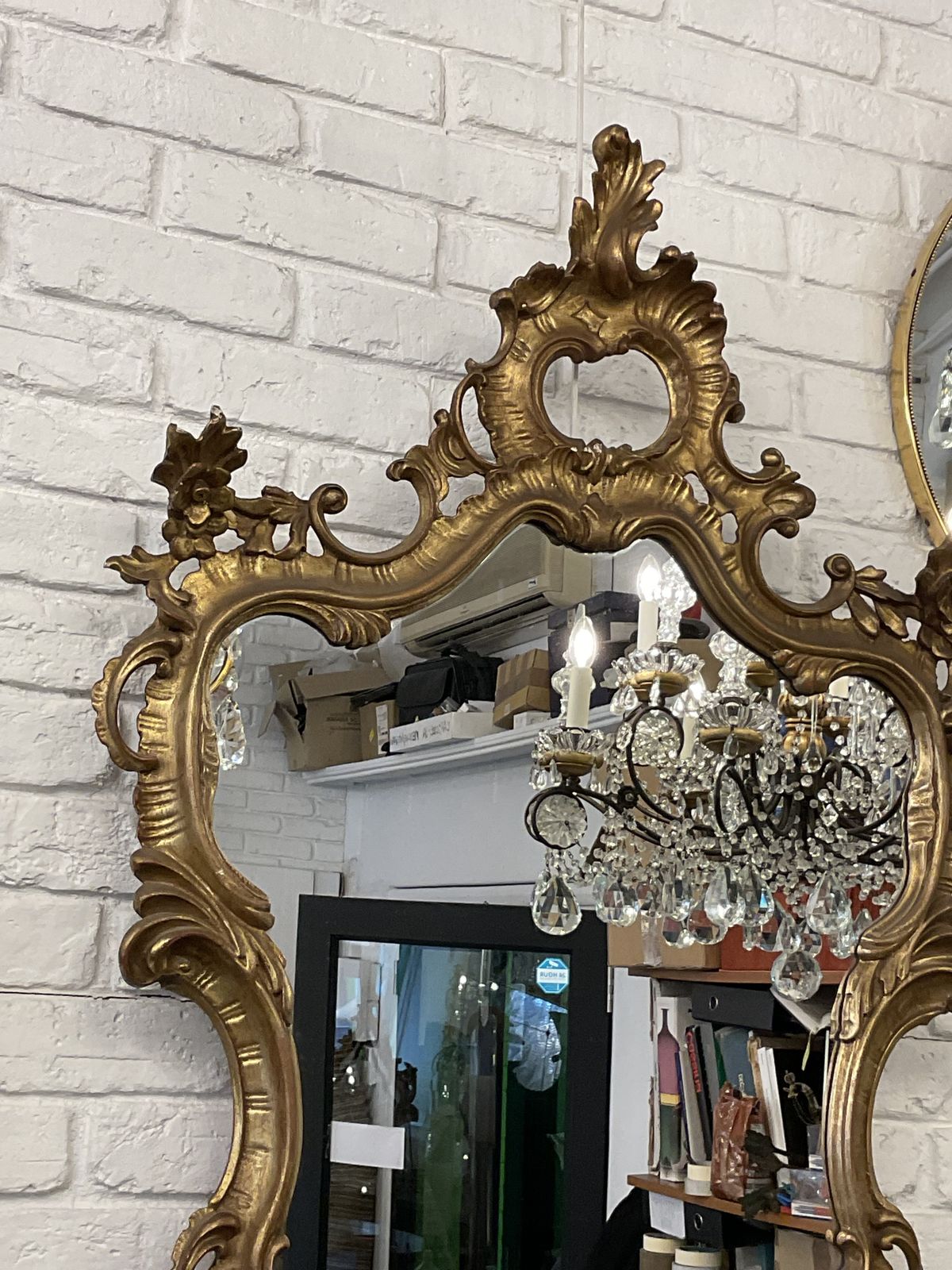 Italian Venetian 1930’s  Gold Wood Hand Carved Frame Mirror photo for sale