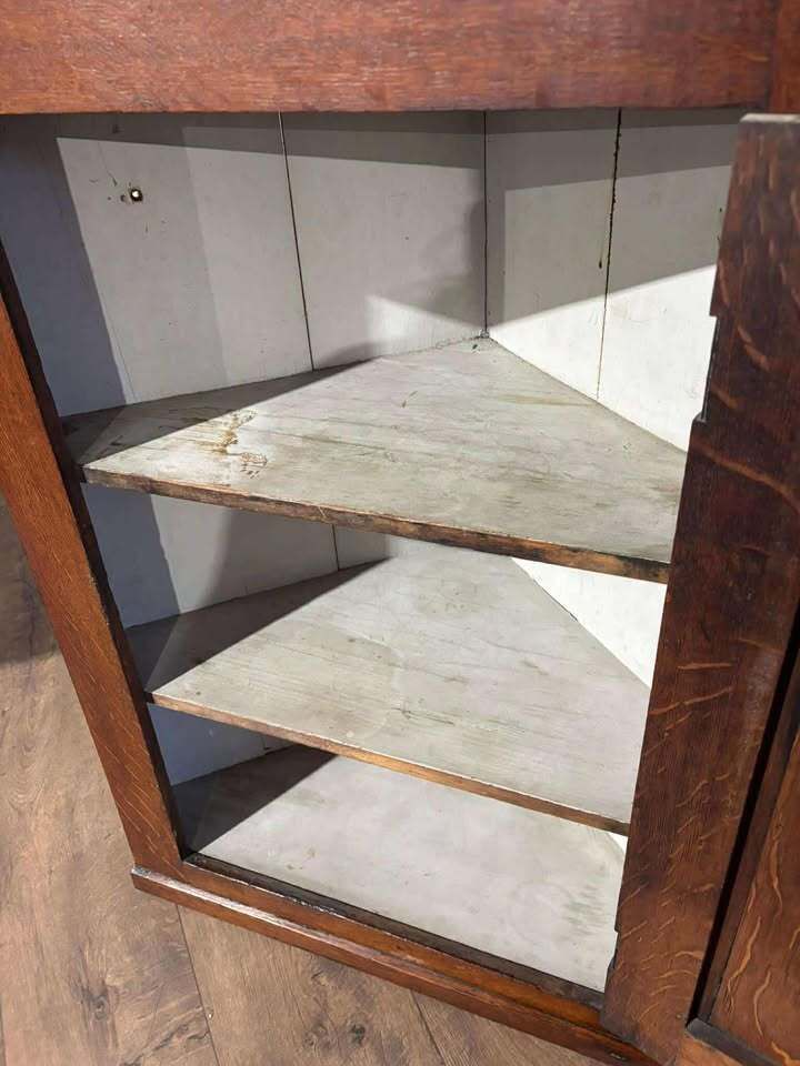 Furniture Victorian Oak Corner Cupboard photo
