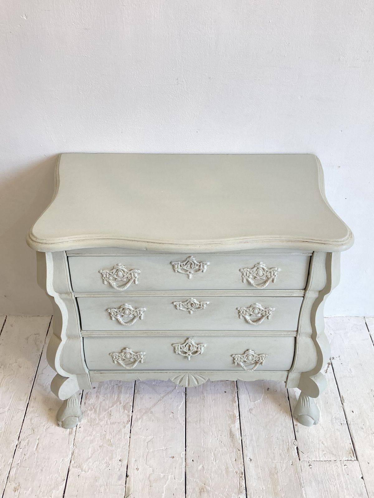 Vintage Painted Bombe Chest B, 1940s photo furniture