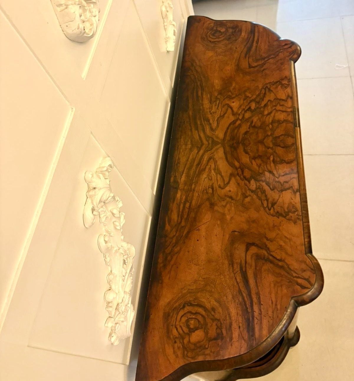 Antique 19th Century Quality Burr Walnut Satinwood Inlaid Side Cabinet photo for sale