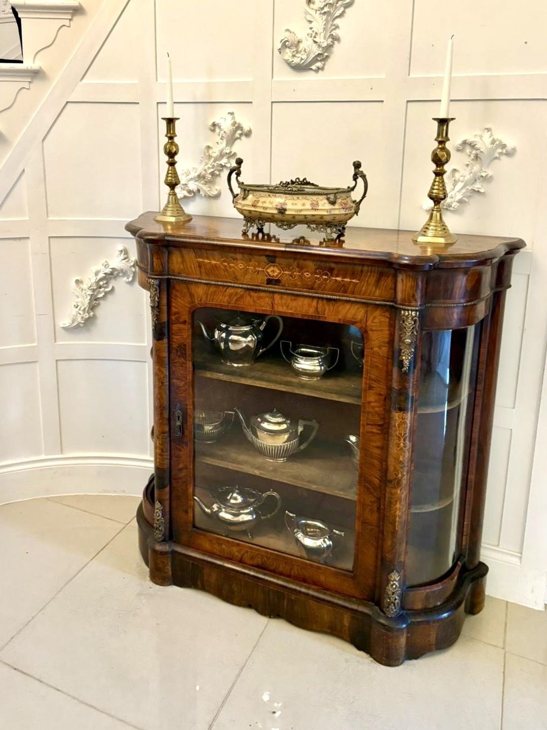 Antique 19th Century Quality Burr Walnut Satinwood Inlaid Side Cabinet photo Furniture