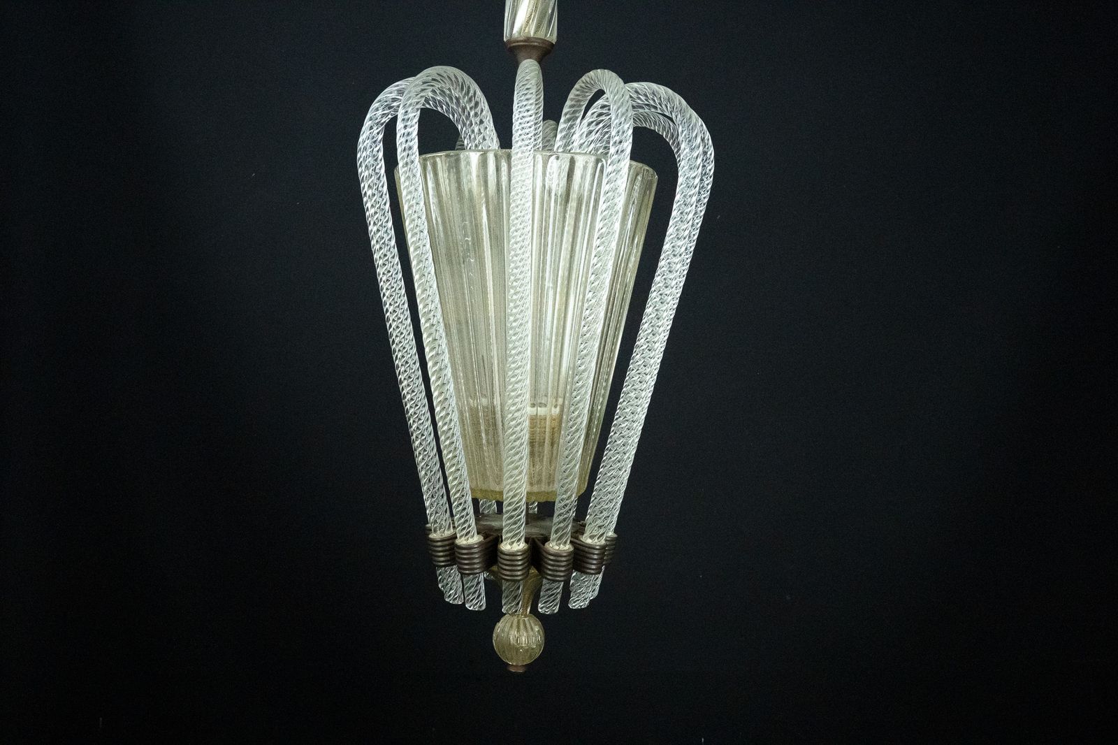 Rare Art Deco Murano Glass Chandelier By Archimede Seguso, Italy, 1930s photo 5850.0