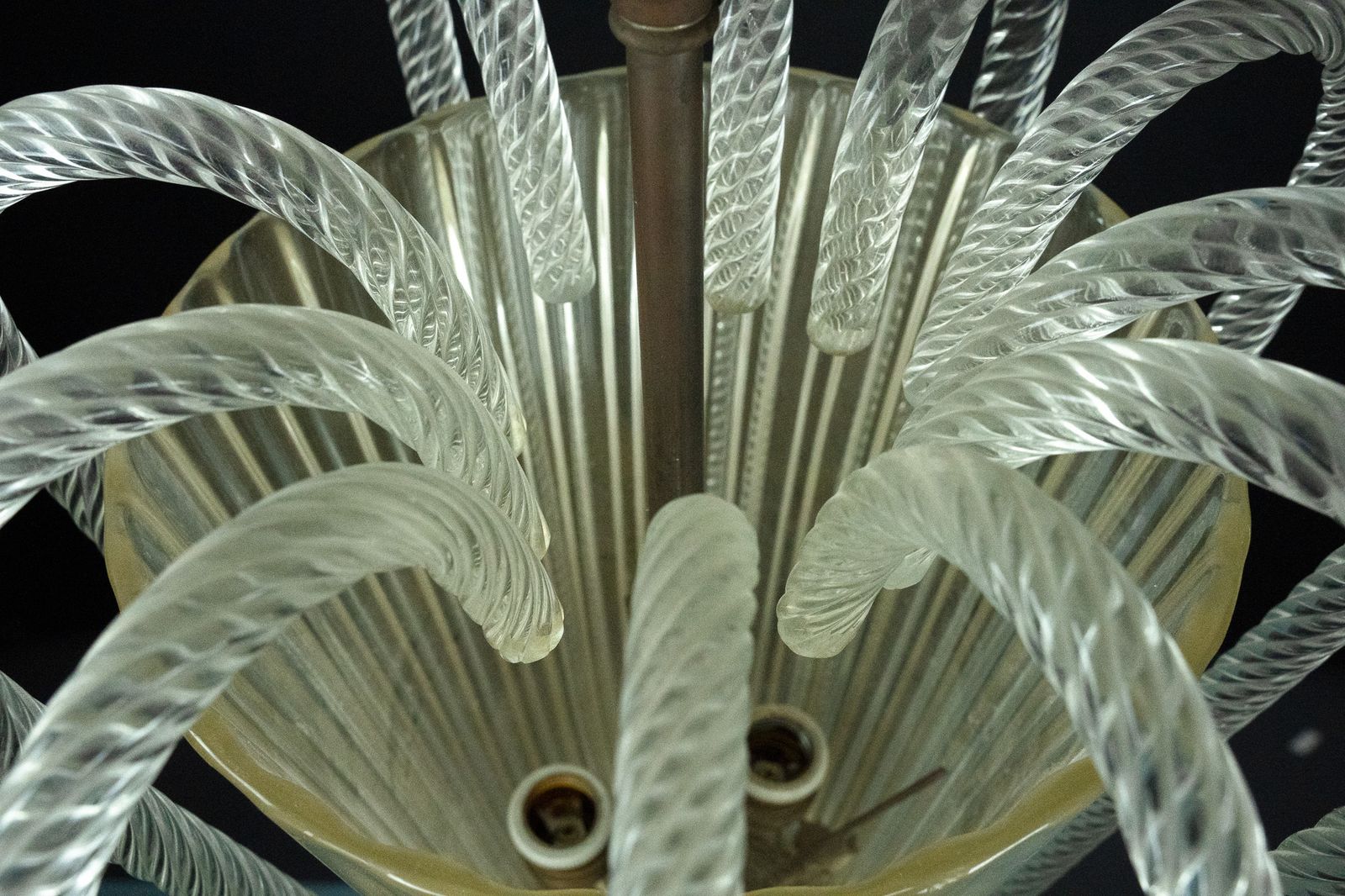 Rare Art Deco Murano Glass Chandelier By Archimede Seguso, Italy, 1930s photo vintage