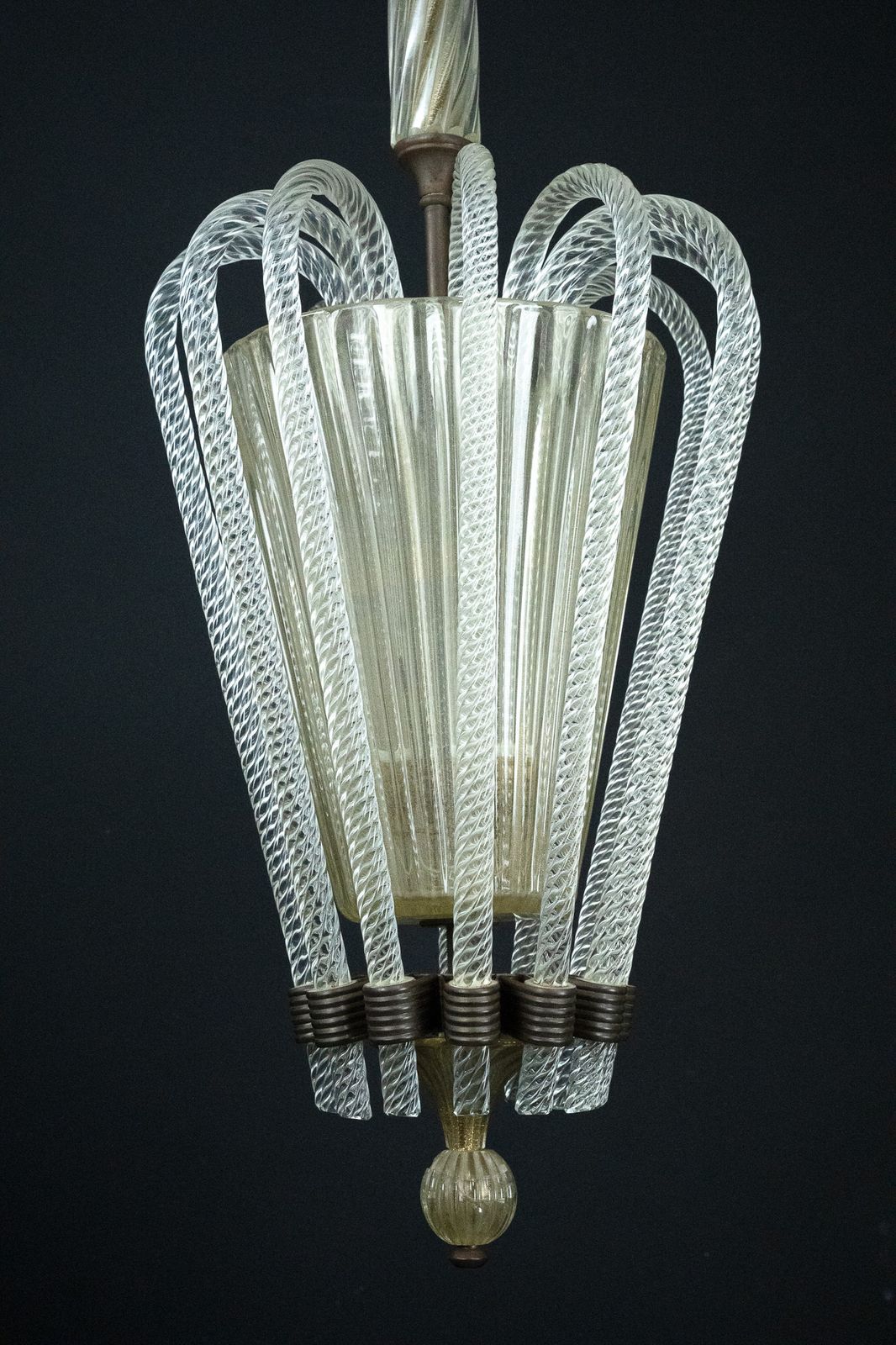 Lighting Rare Art Deco Murano Glass Chandelier By Archimede Seguso, Italy, 1930s photo