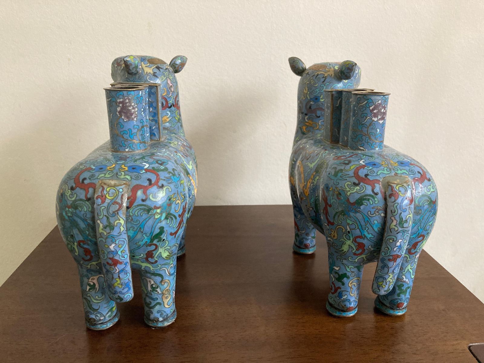 Pair Of Chinese Cloisonné Llama Vases photo 1180.0