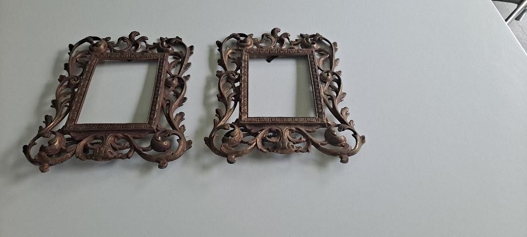 Pair Victorian Brass Easel Back Picture Frames, Absolutely Stunning photo Home Decor