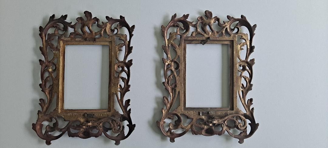 photo furniture Pair Victorian Brass Easel Back Picture Frames, Absolutely Stunning