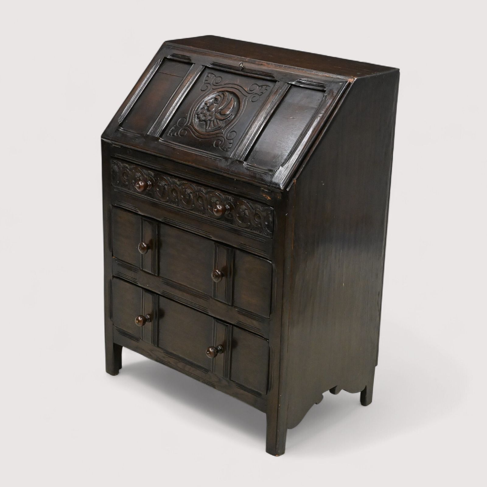 Skull Oak Bureau With Removable Fitted Interior 3 Drawers Free Uk Delivery* photo furniture
