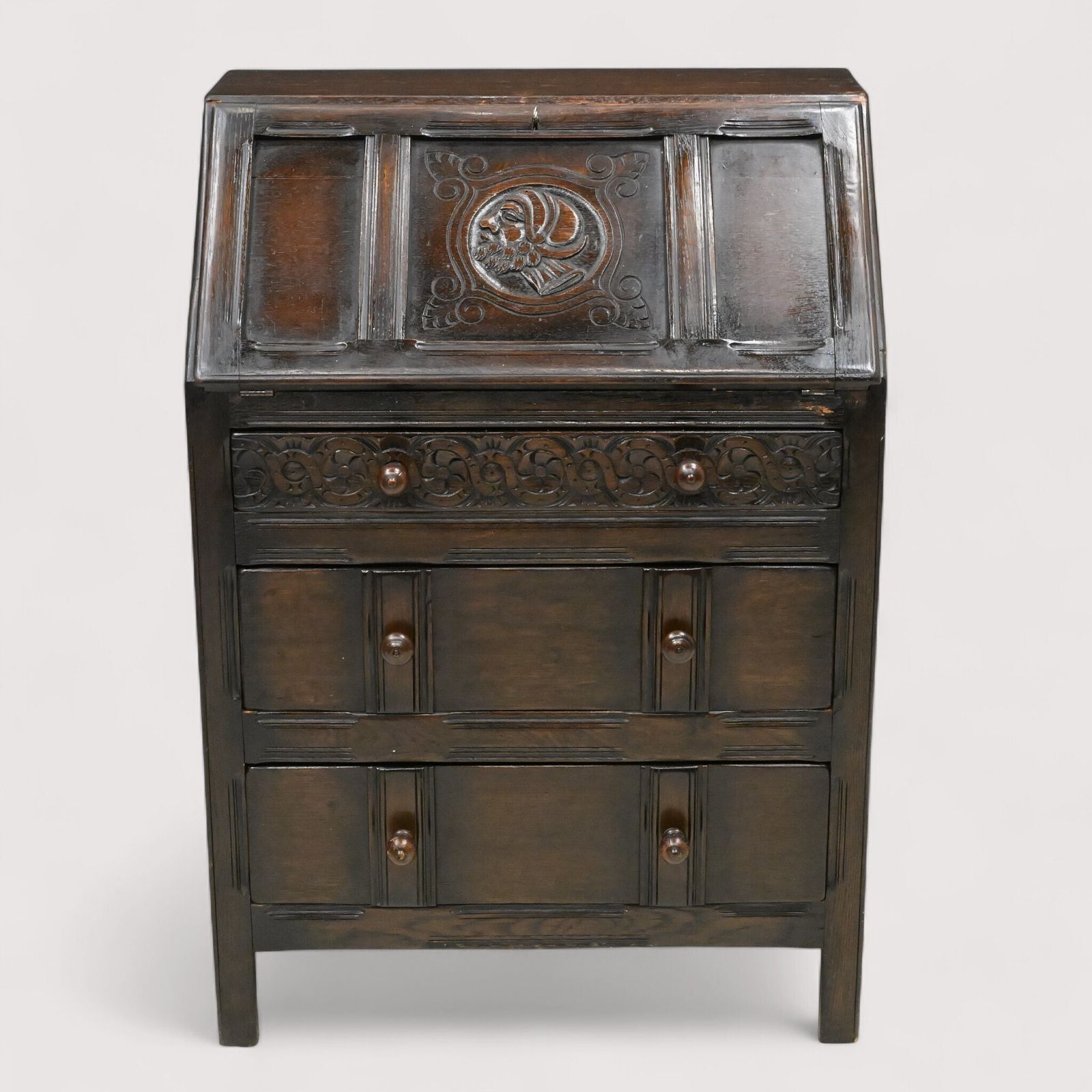 Skull Oak Bureau With Removable Fitted Interior 3 Drawers Free Uk Delivery* photo Furniture