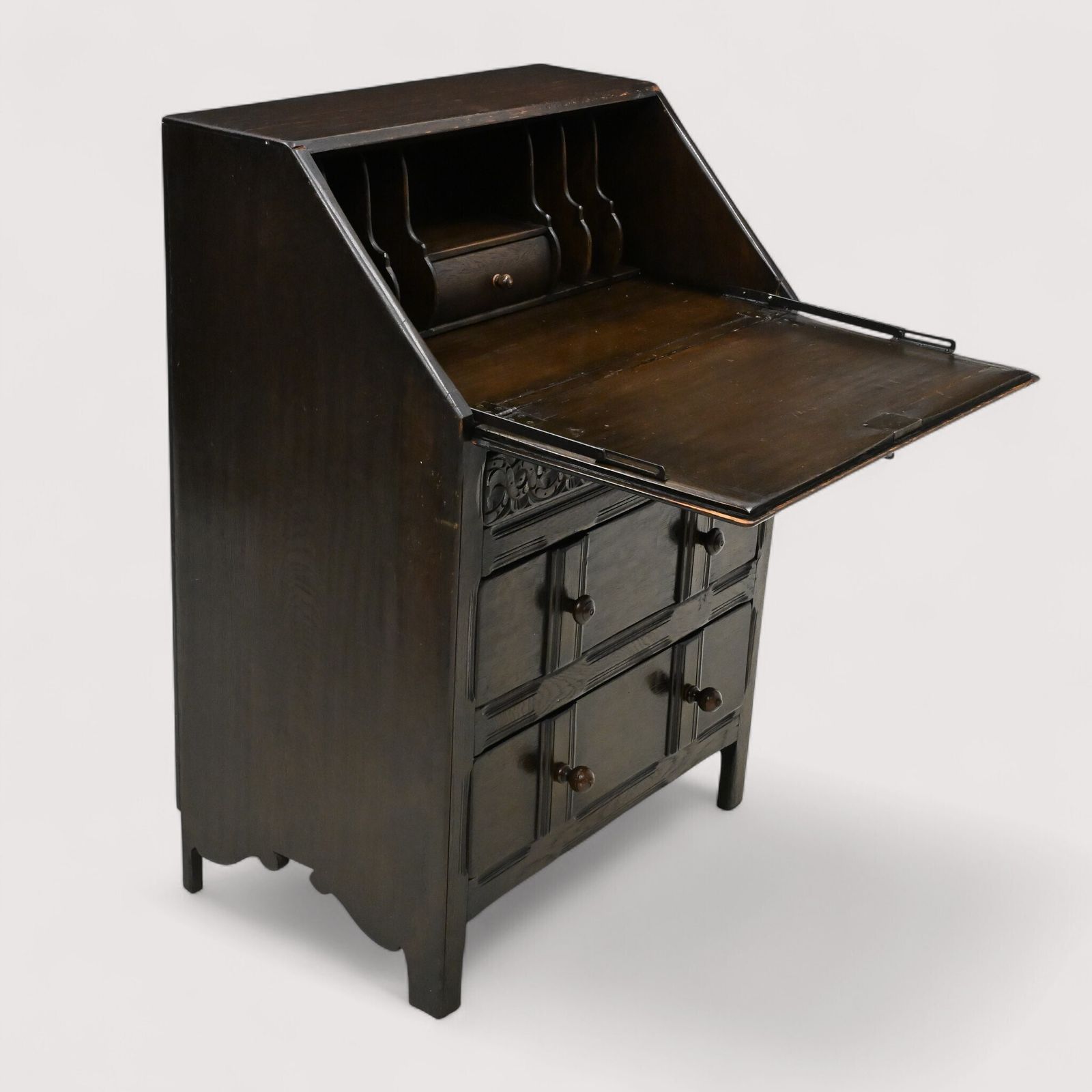 Skull Oak Bureau With Removable Fitted Interior 3 Drawers Free Uk Delivery*