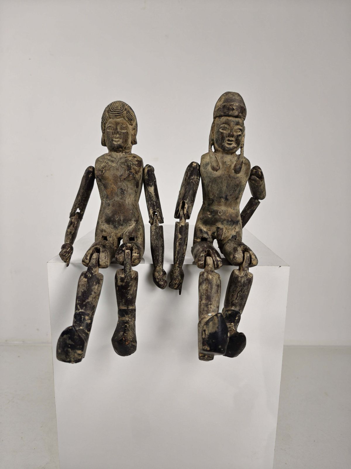 Antique Pair Of Chinese Wooden Fertility Dolls – Boy & Girl Figures
