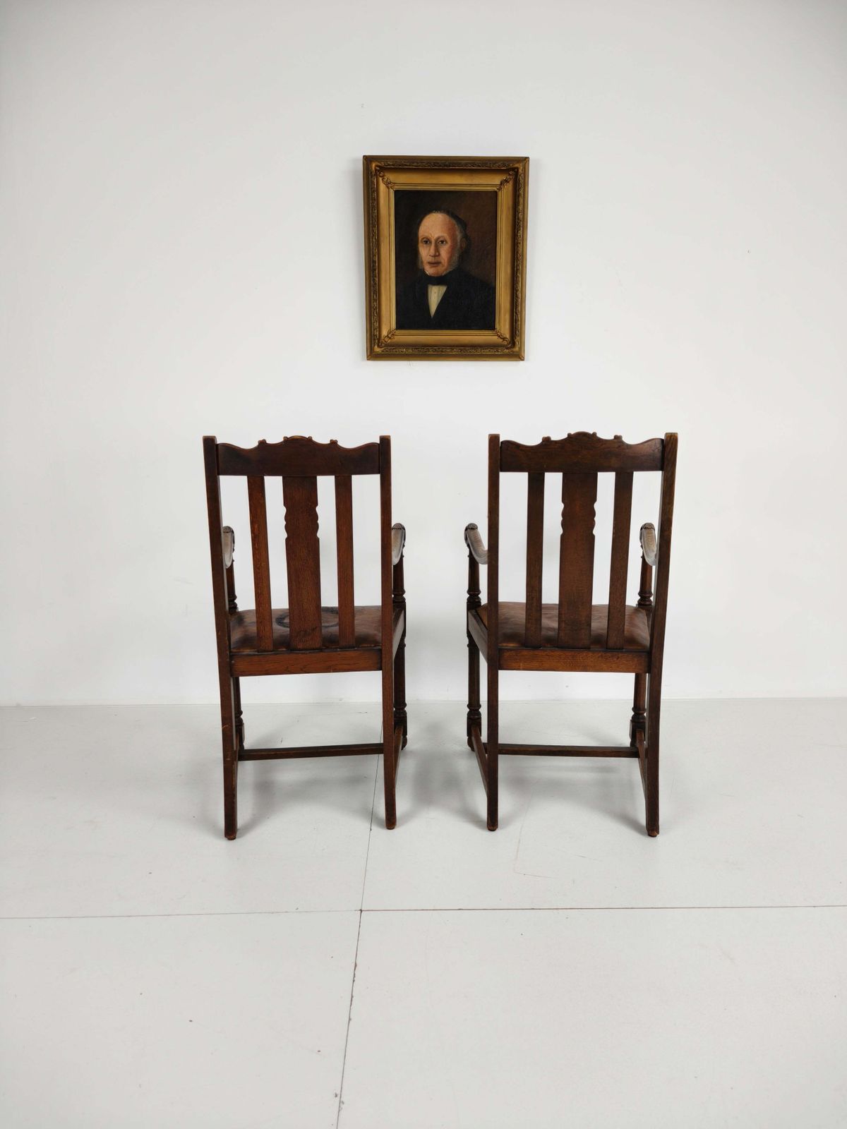 photo buy Pair Of F. Parker &Amp; Son Oak Armchairs – 19th Century English