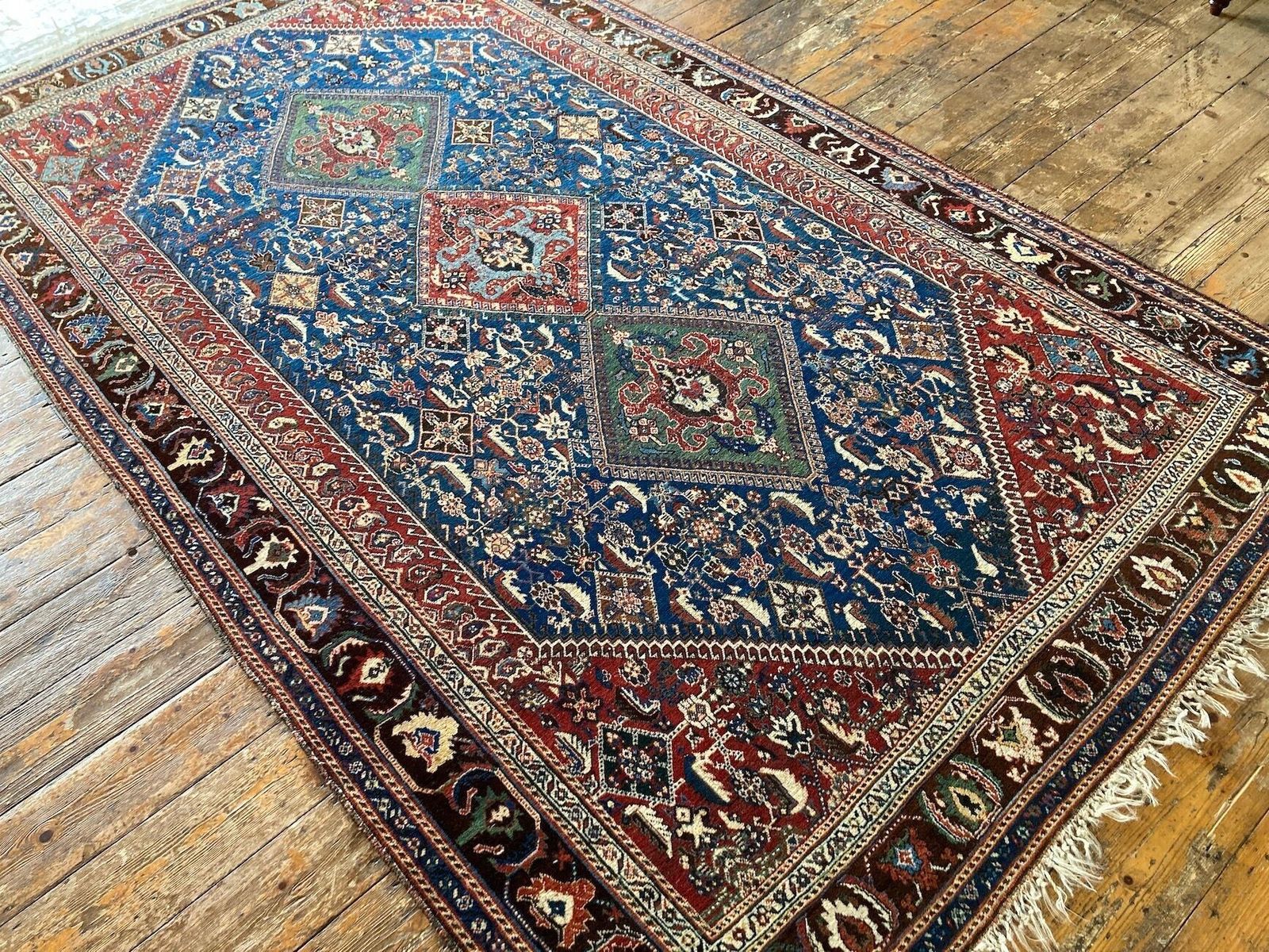Antique Qashqai Rug 2.62m X 1.57m photo Textiles