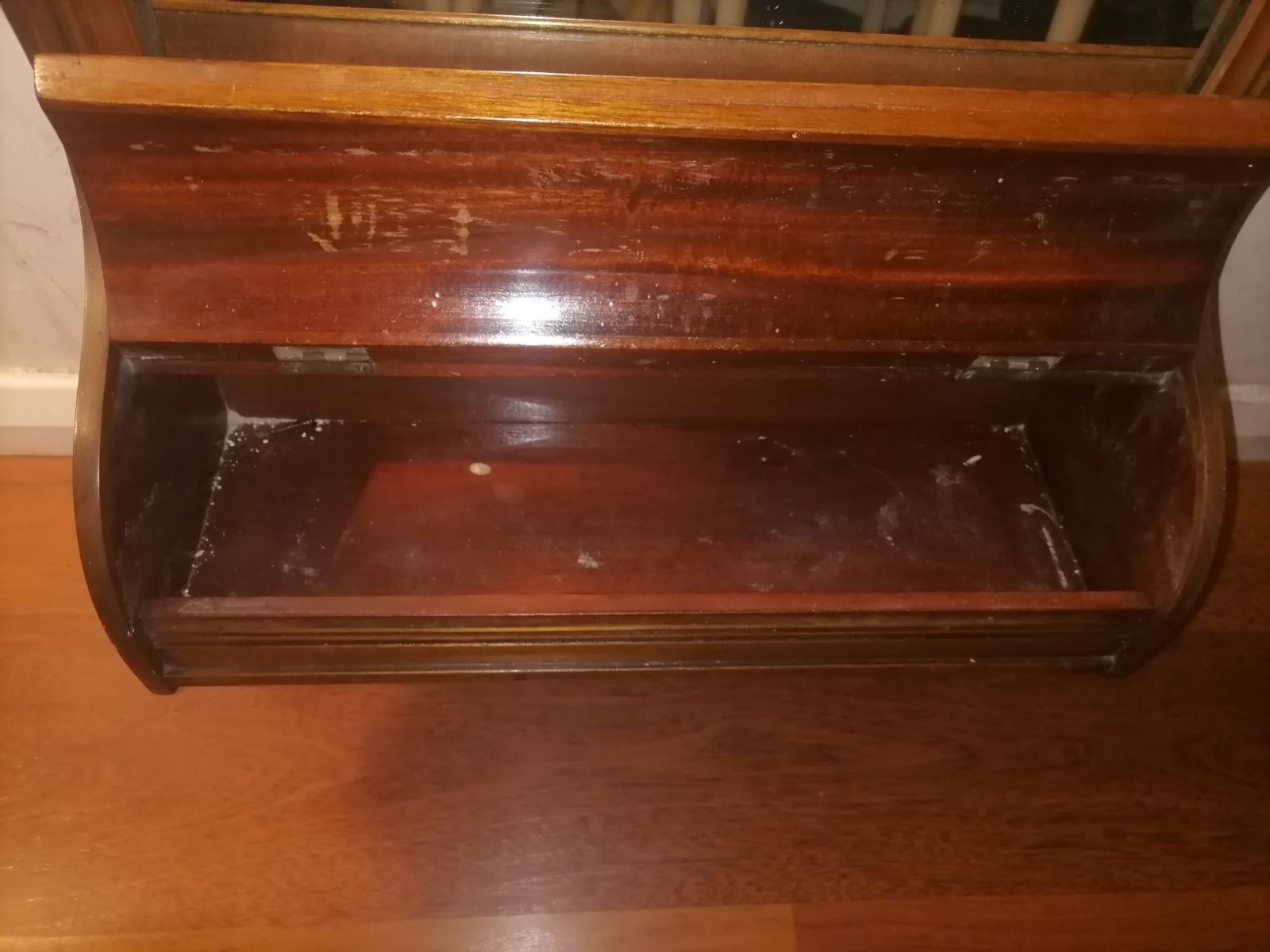Victorian Mahogany Hall Mirror With Glovebox And Scarf Rail photo for sale