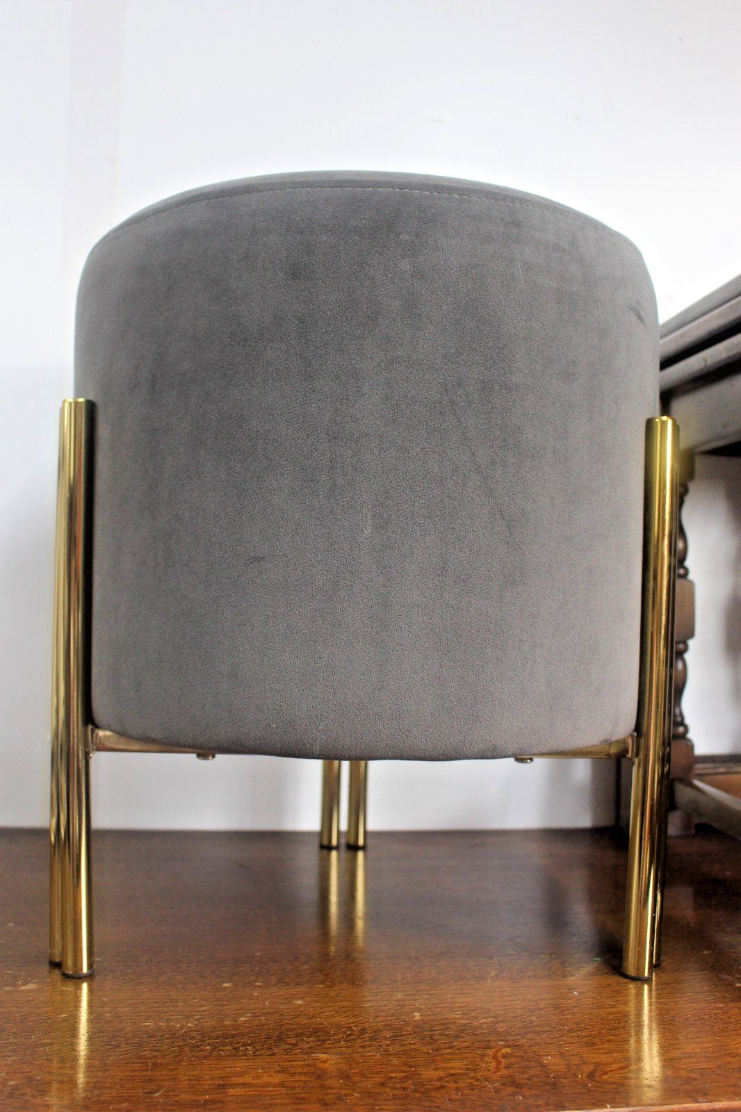 Houser Of Llb Foot Stool Velvet Round With Brass Legs 40x40x48 Cm photo furniture
