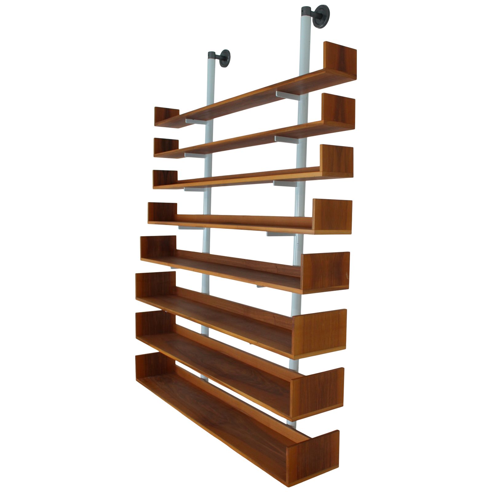Bookcase Model 795 In Walnut And Steel By Carlo Scarpa For Bernini, Italy, 1980 photo 15900.0