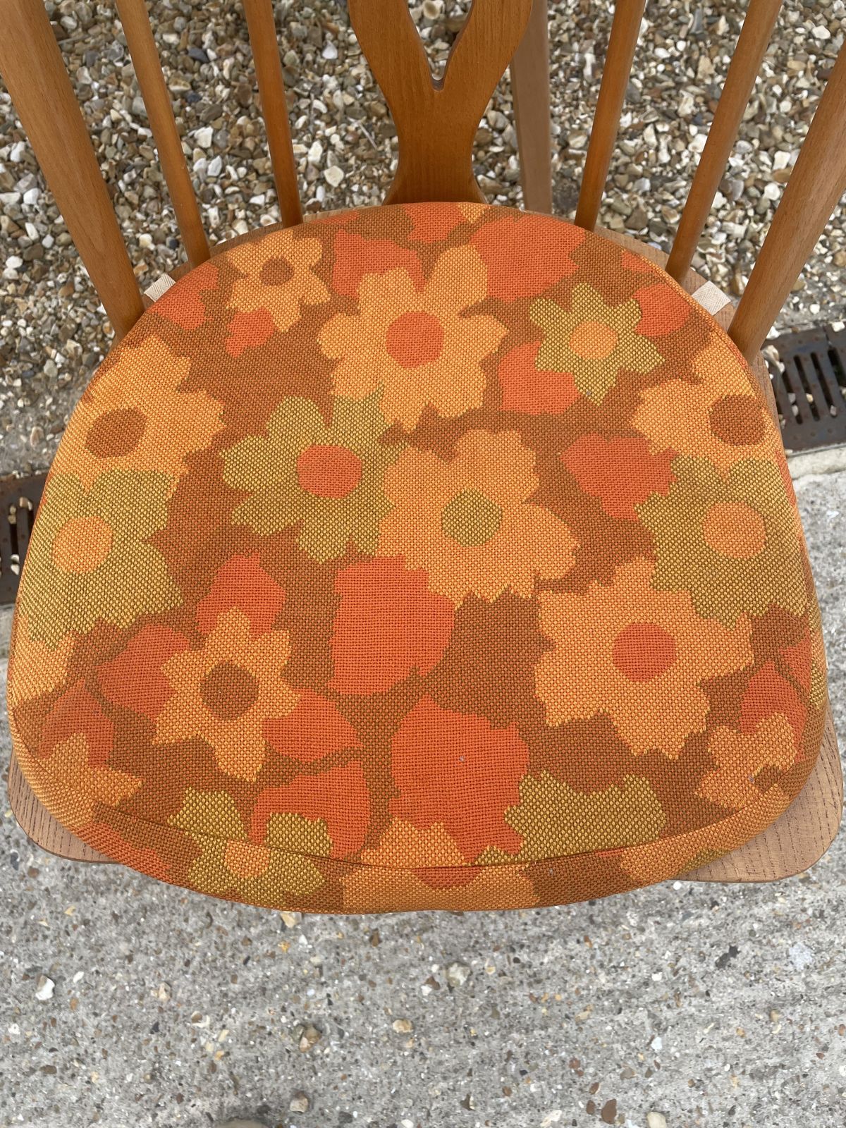 Set Of 4 Ercol Fleur De Lis Pattern Dining Chairs photo vinterior