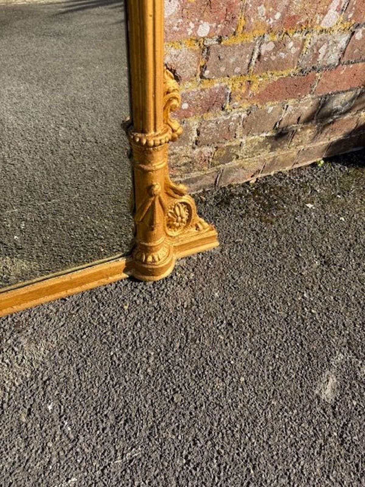 A Spectacular Large Antique English 19th C Carved Wood & Gesso Gilt Column Framed Mirror photo for sale