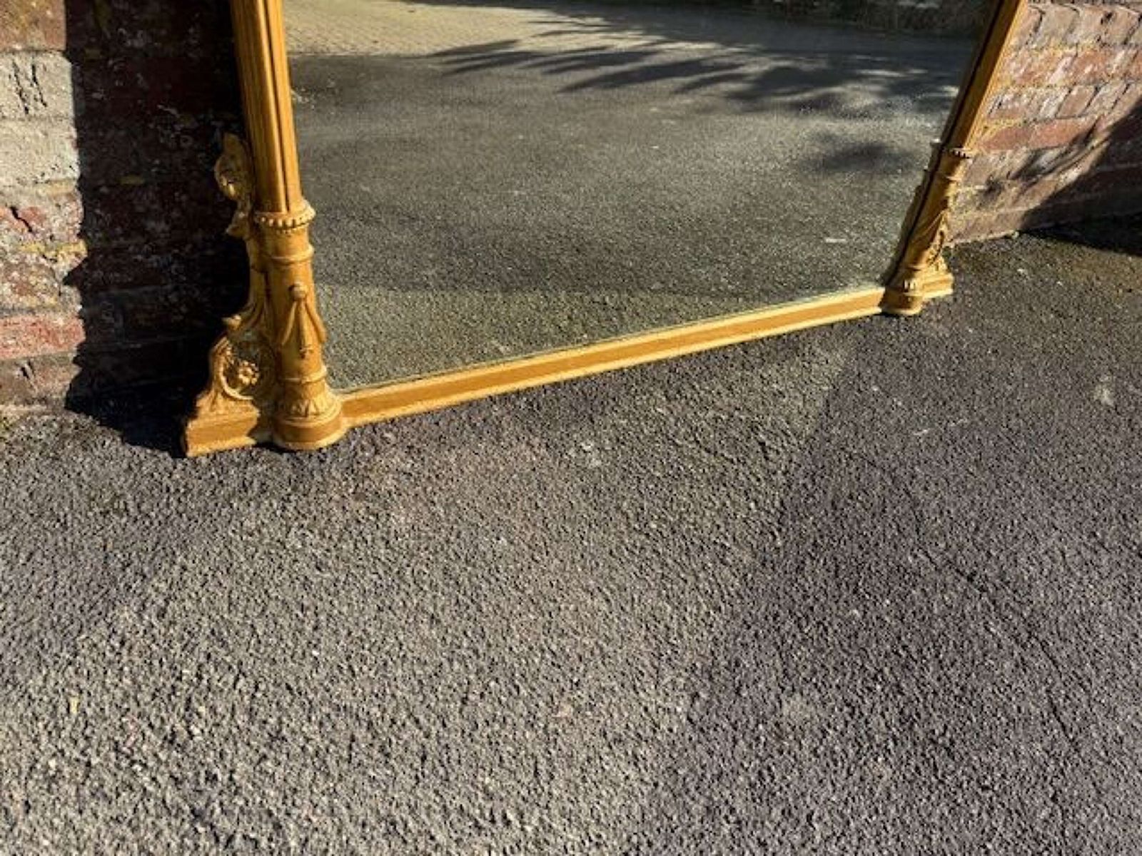 A Spectacular Large Antique English 19th C Carved Wood & Gesso Gilt Column Framed Mirror photo Home Decor