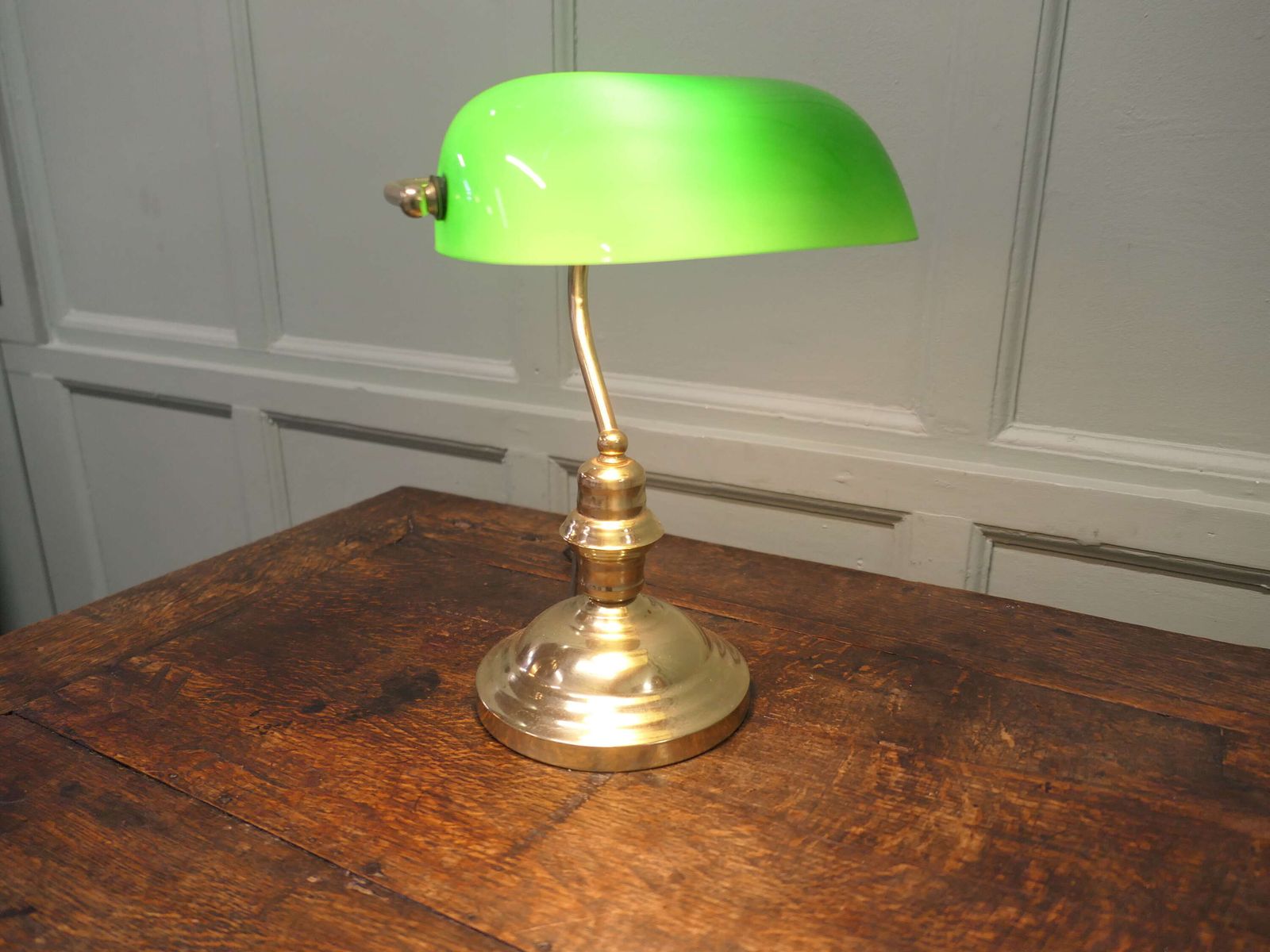 Brass And Green Glass Banker’s Desk Lamp photo furniture