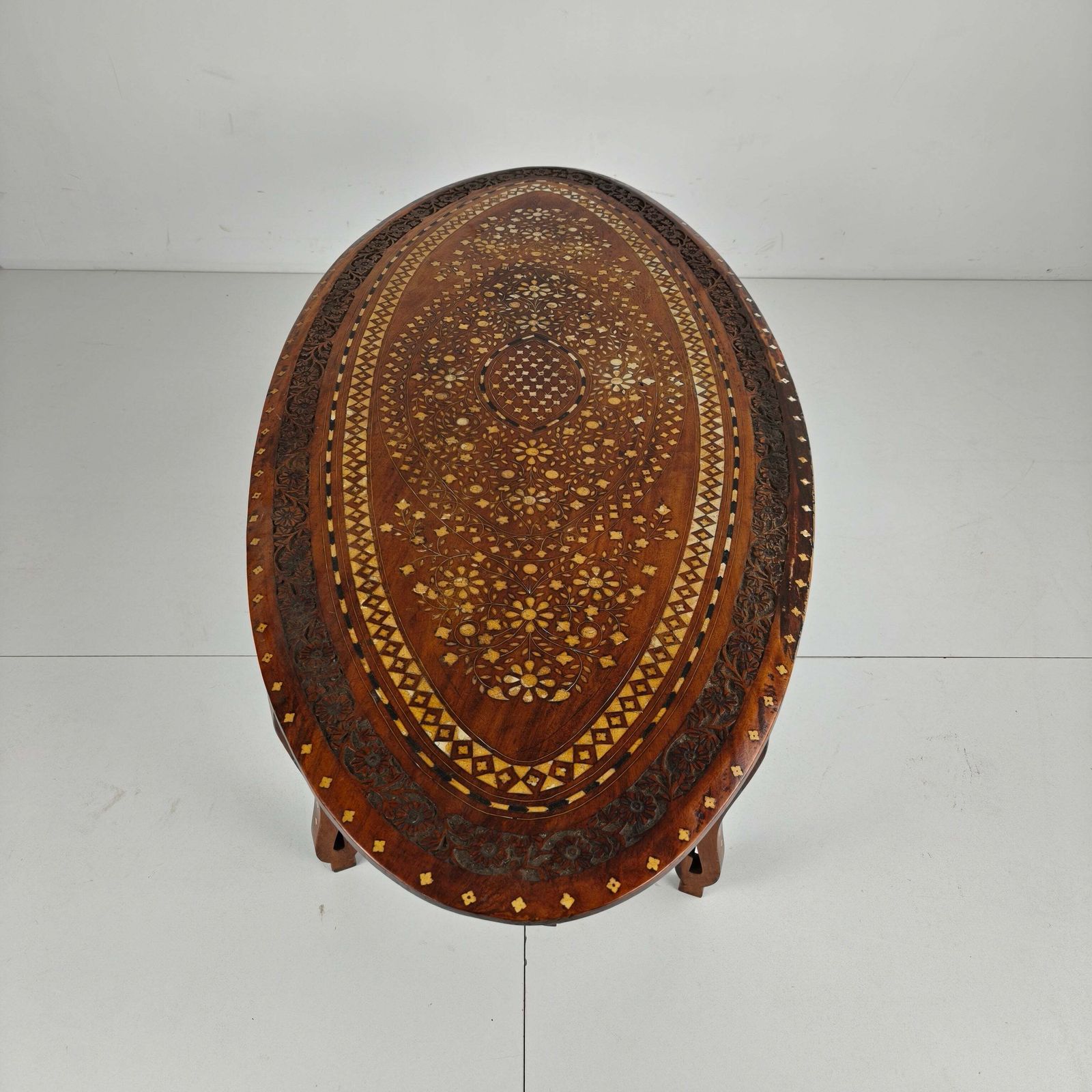 20th Century Anglo Indian Inlaid Bone Coffee Table photo vintage