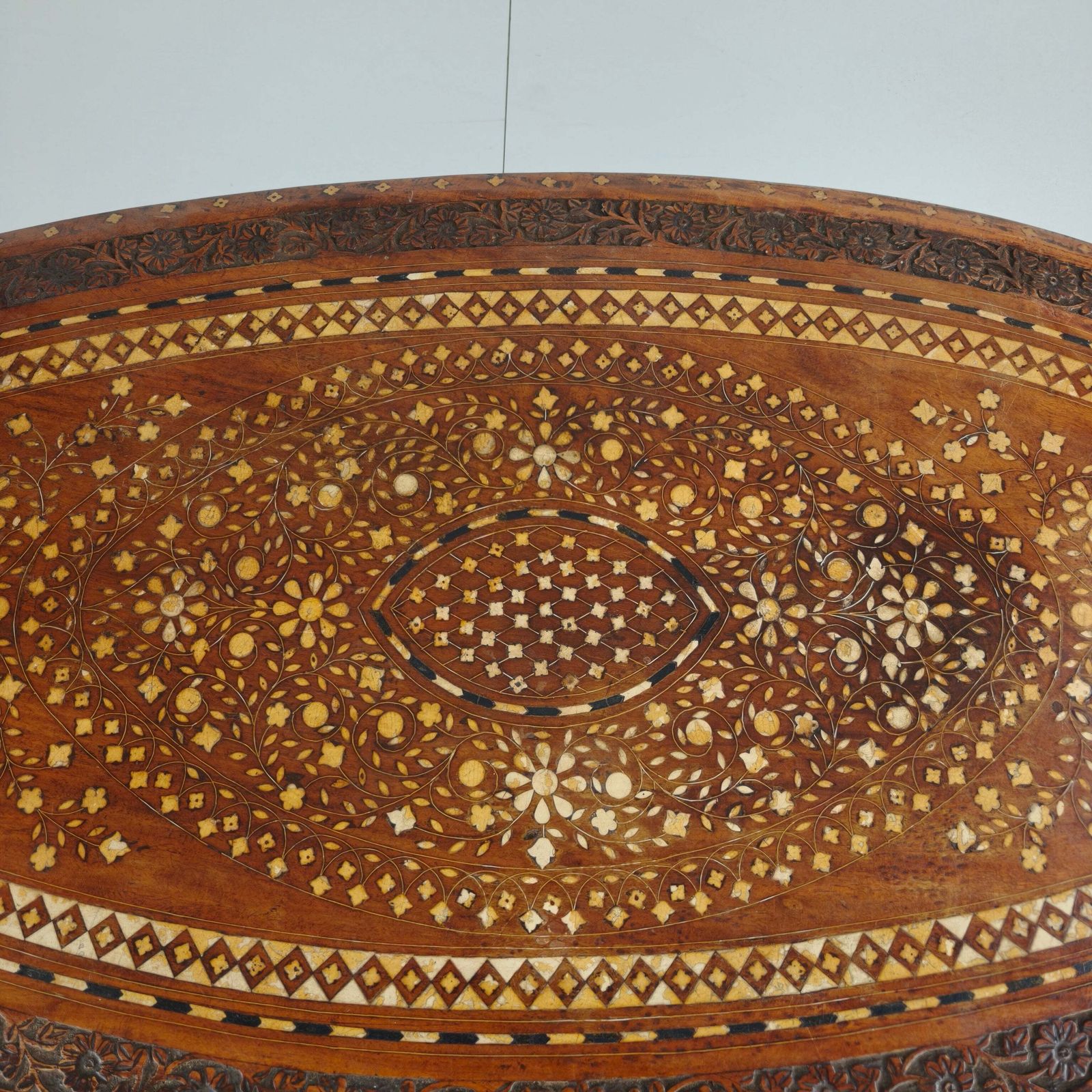 Furniture 20th Century Anglo Indian Inlaid Bone Coffee Table photo