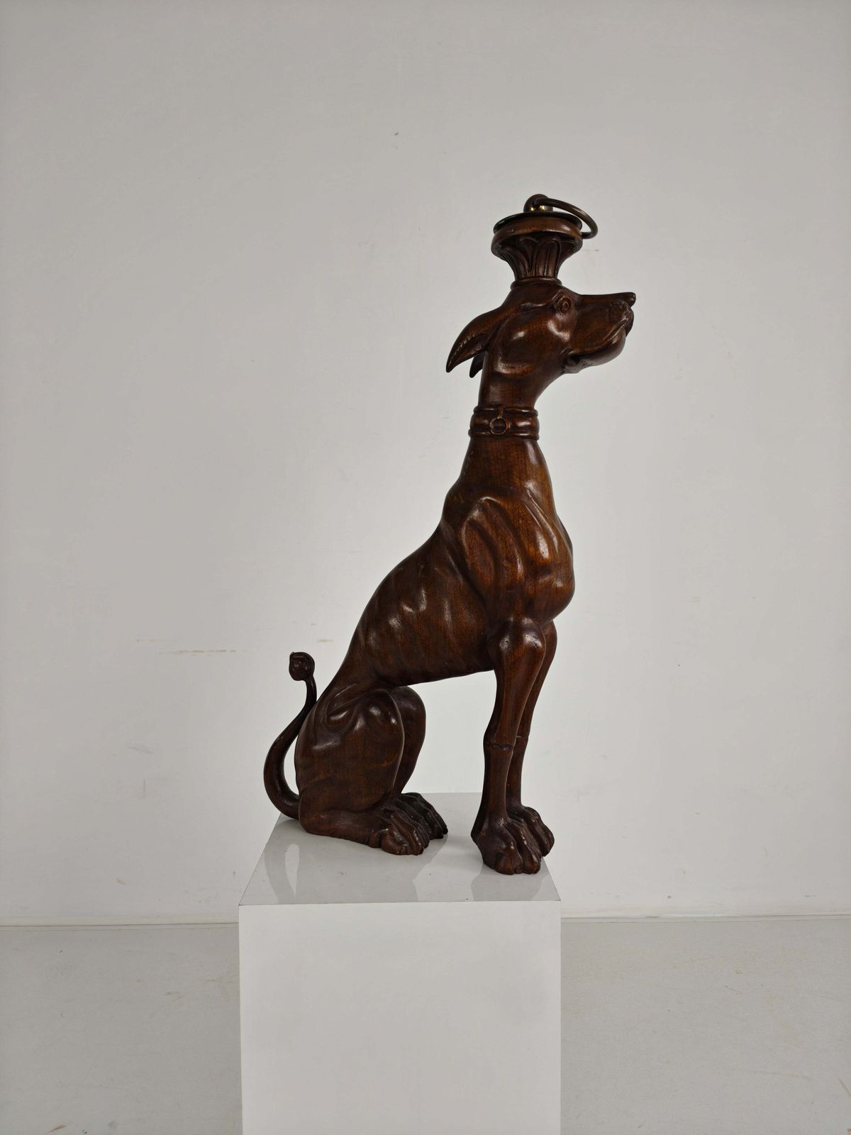 Hand Carved Wooden Greyhound Statue  20th Century photo for sale