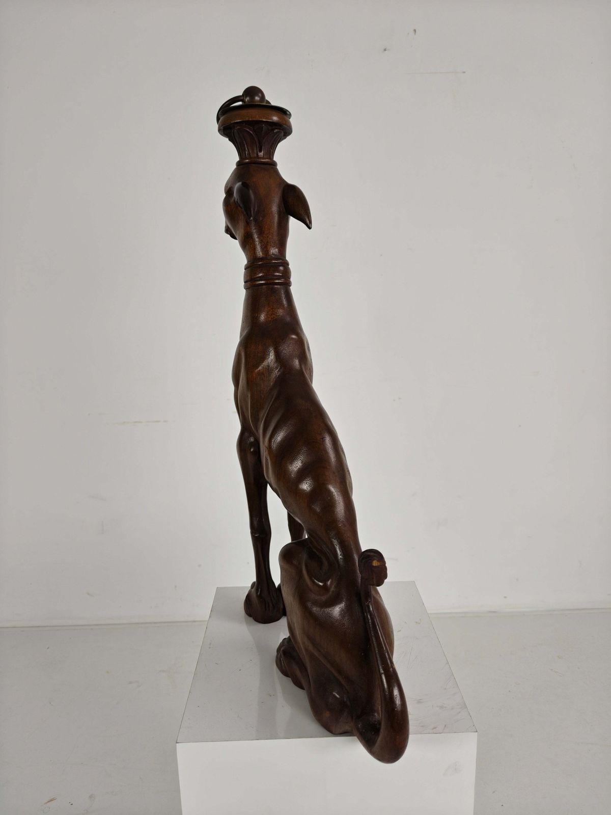 Hand Carved Wooden Greyhound Statue  20th Century photo vinterior