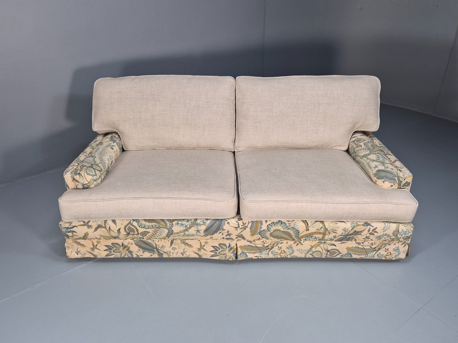 Vintage 1960s Two Seater Settee Sanderson Suva Fabric New Cushions  Eb10460 M3ss photo Furniture