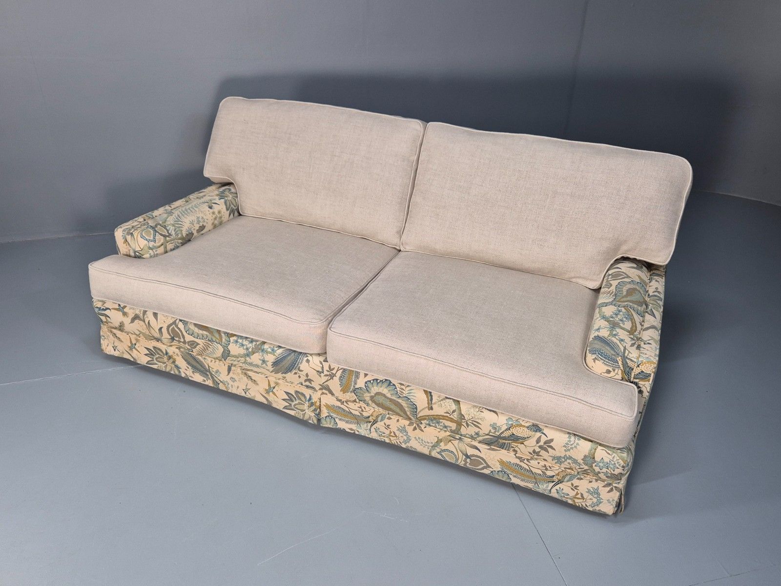 Vintage 1960s Two Seater Settee Sanderson Suva Fabric New Cushions  Eb10460 M3ss photo vinterior