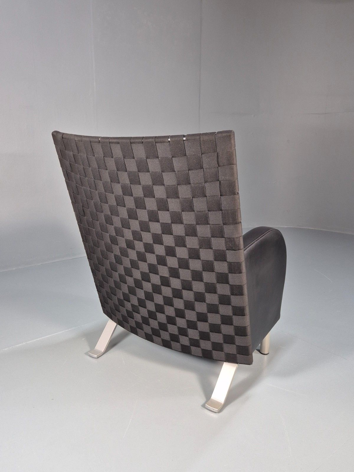 Vintage Dietiker Lounge Chair Webb And Leather Upholstery Modern Eb10432 Mnor photo vintage
