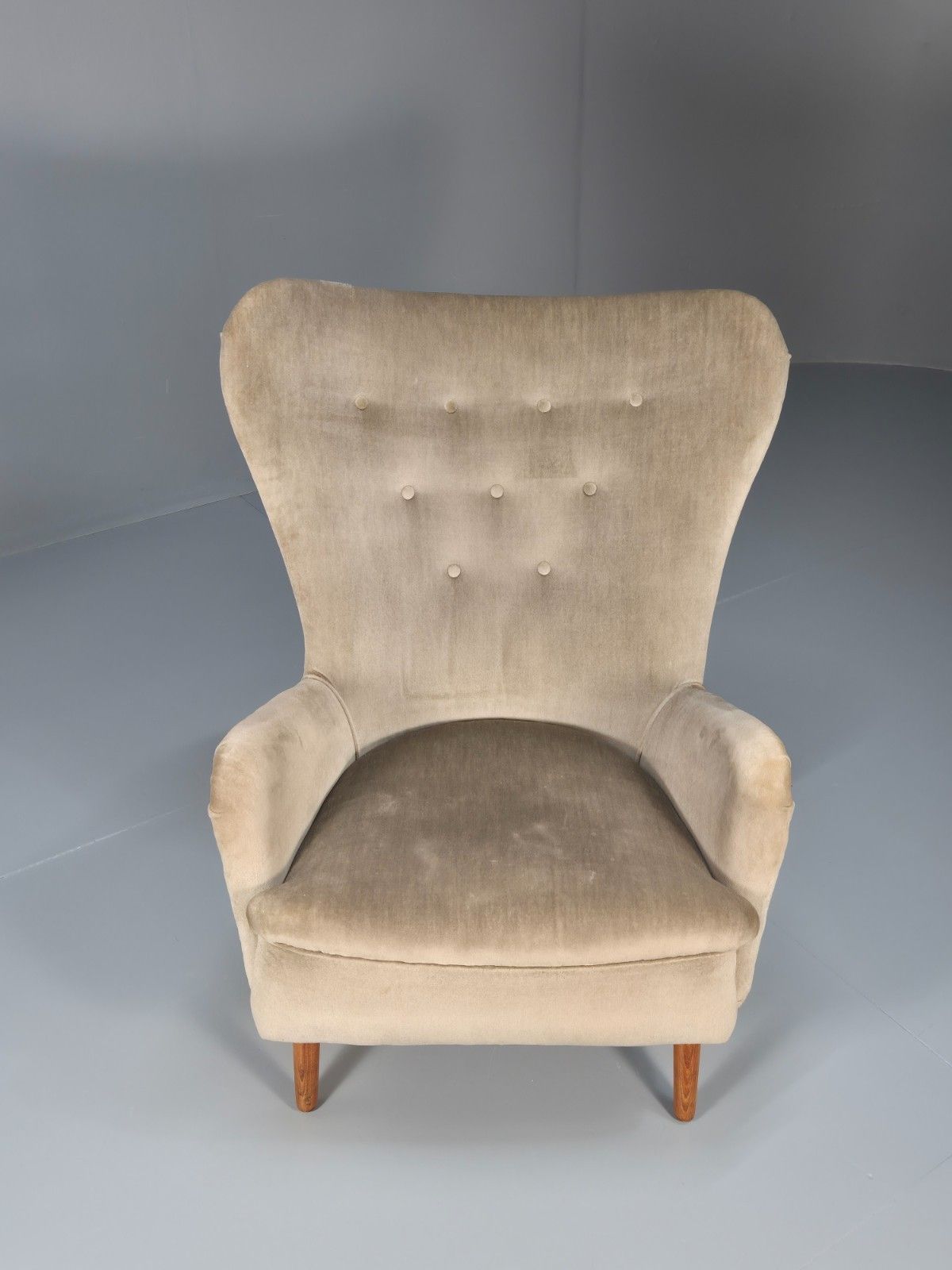Vintage Earnest Race Da1 Wingback Armchair Green Velour Upholstery  Eb10288 Mnor photo for sale