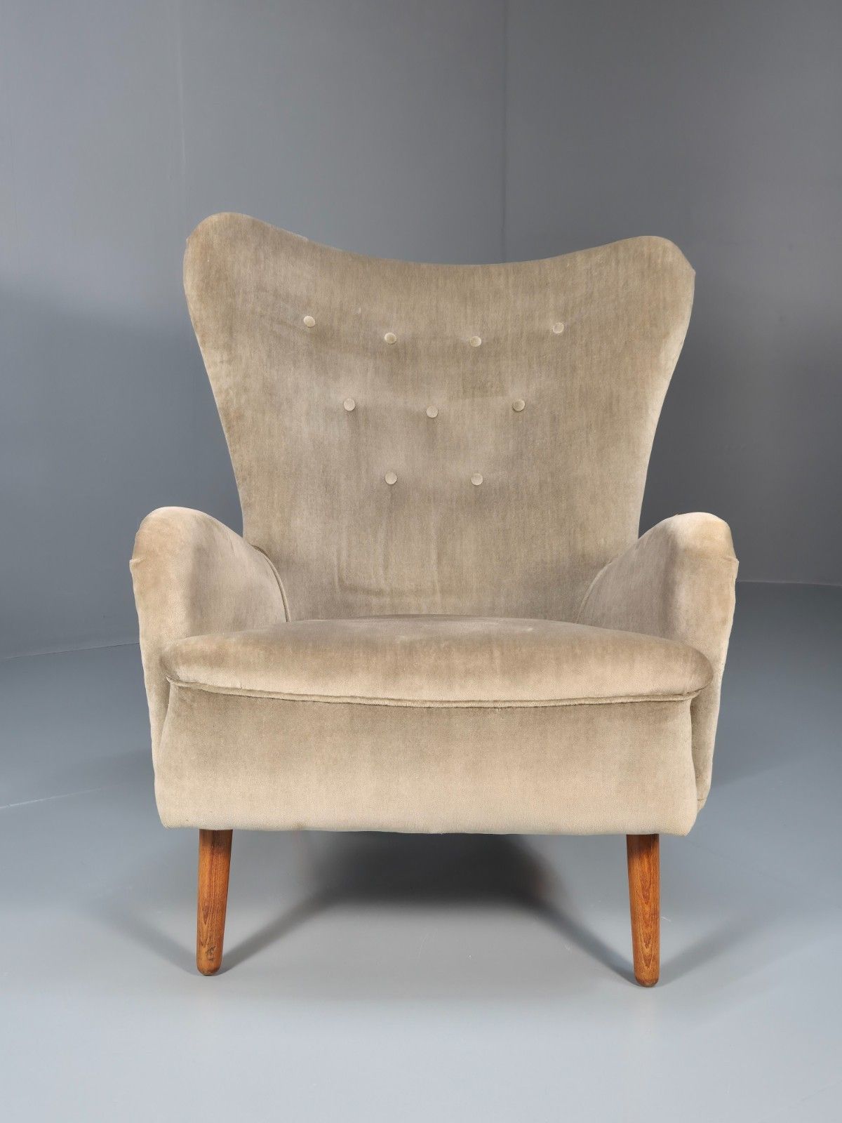 Vintage Earnest Race Da1 Wingback Armchair Green Velour Upholstery  Eb10288 Mnor photo Furniture