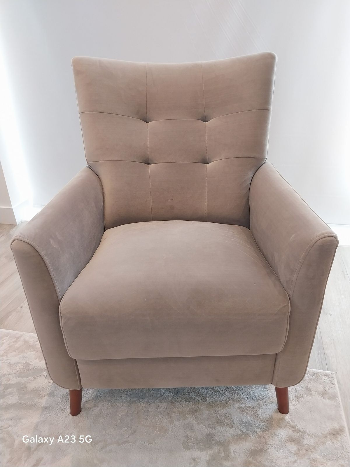 Mink Luxury Armchair   Rose Wood Legs