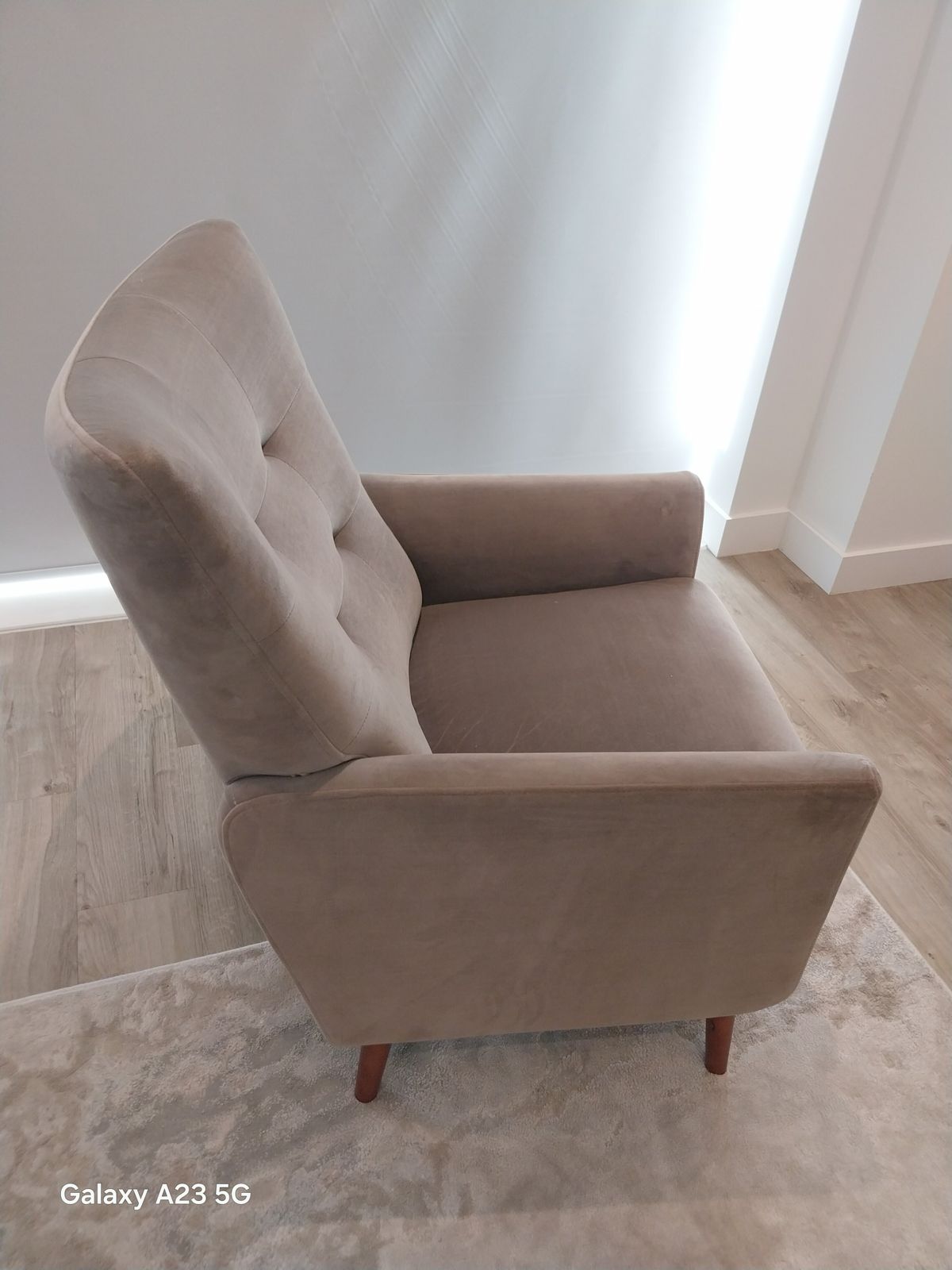 Mink Luxury Armchair   Rose Wood Legs photo vintage