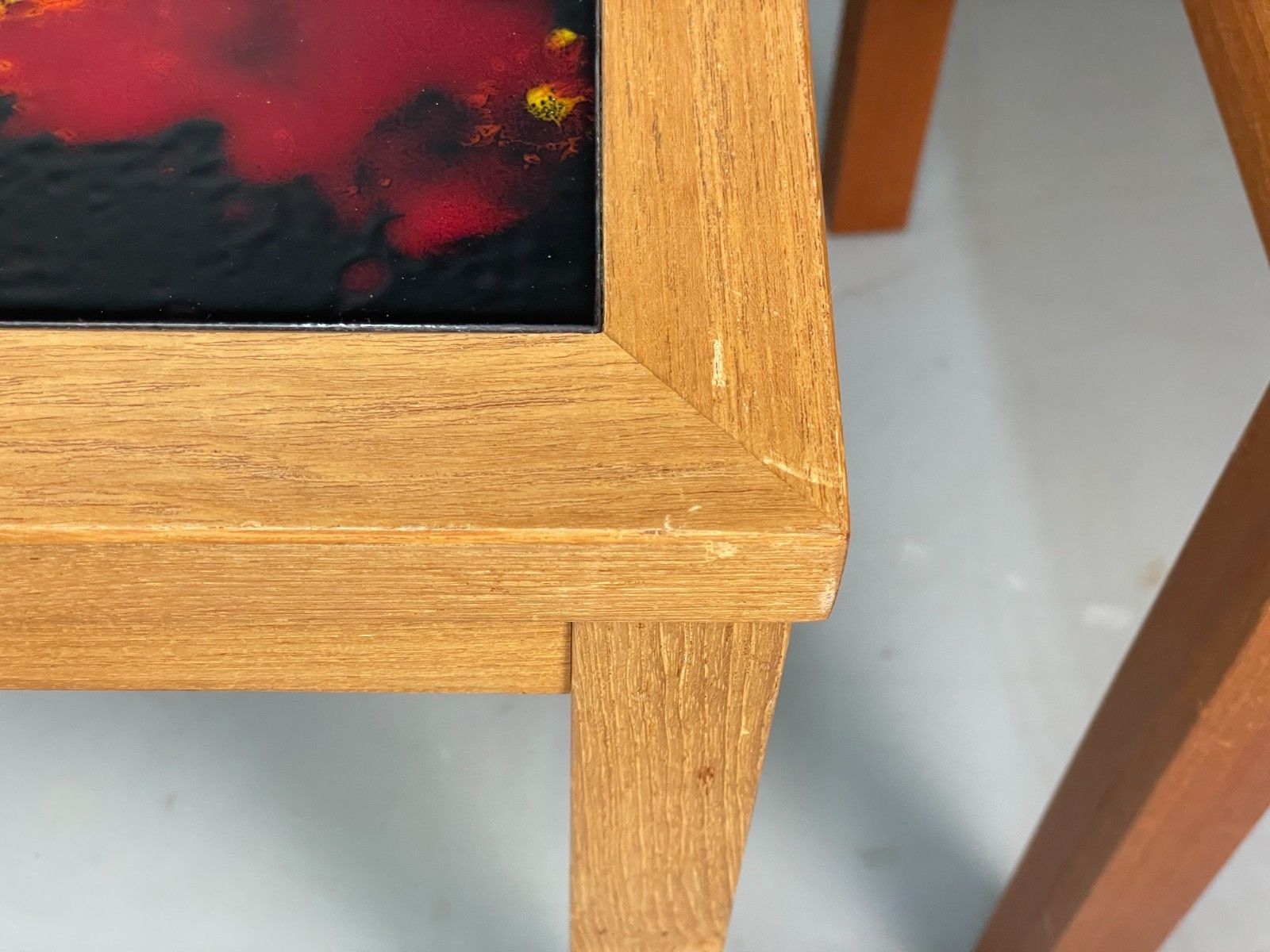 photo vintage Vintage Teak Tile Topped Coffee Tables Pair Danish Retro 1970s Eb10257 Mwoo