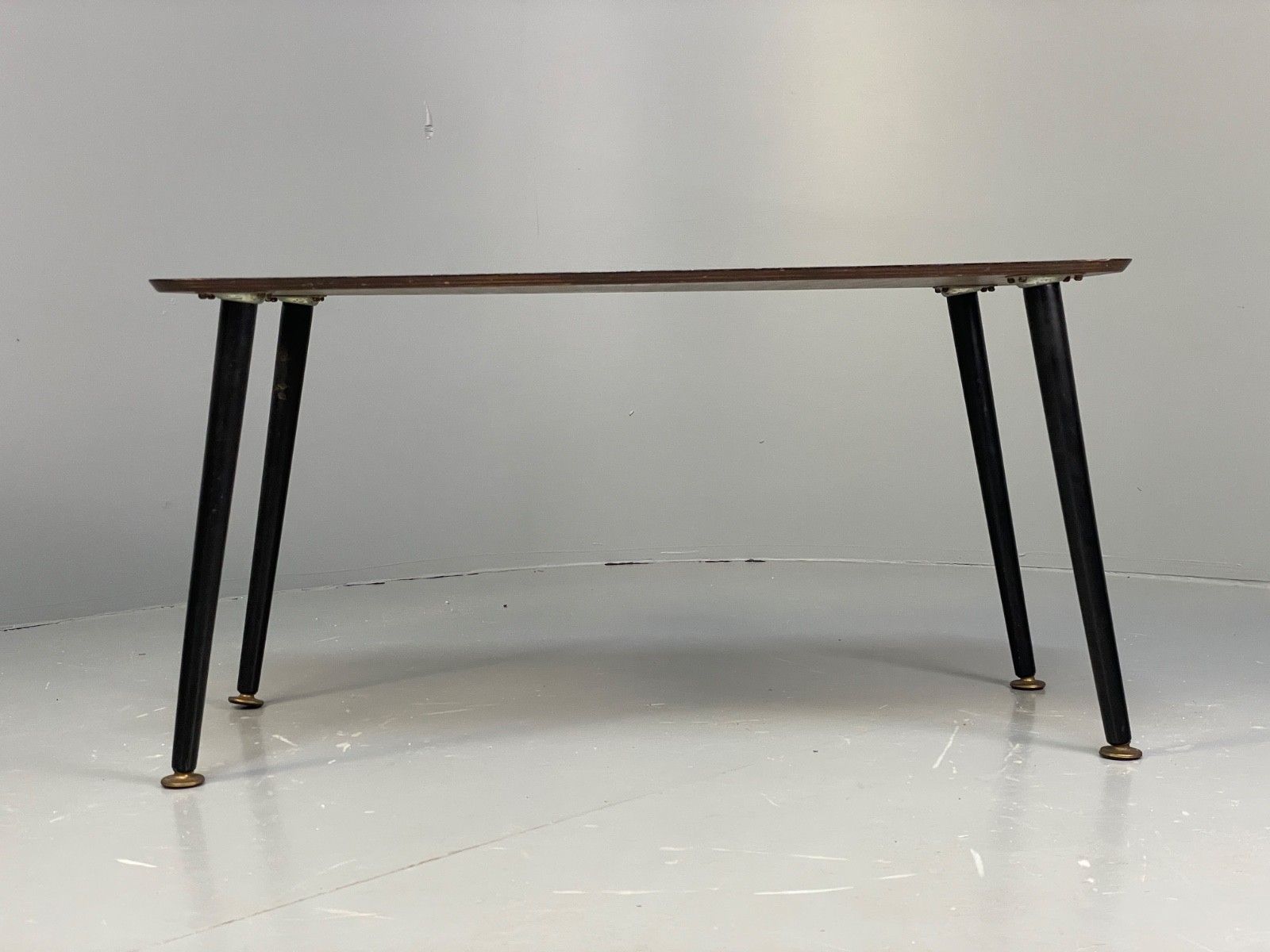 Mid Century Walnut Plywood Coffee Table Black Legs 1960s Vintage Eb10239 Mwoo photo Furniture