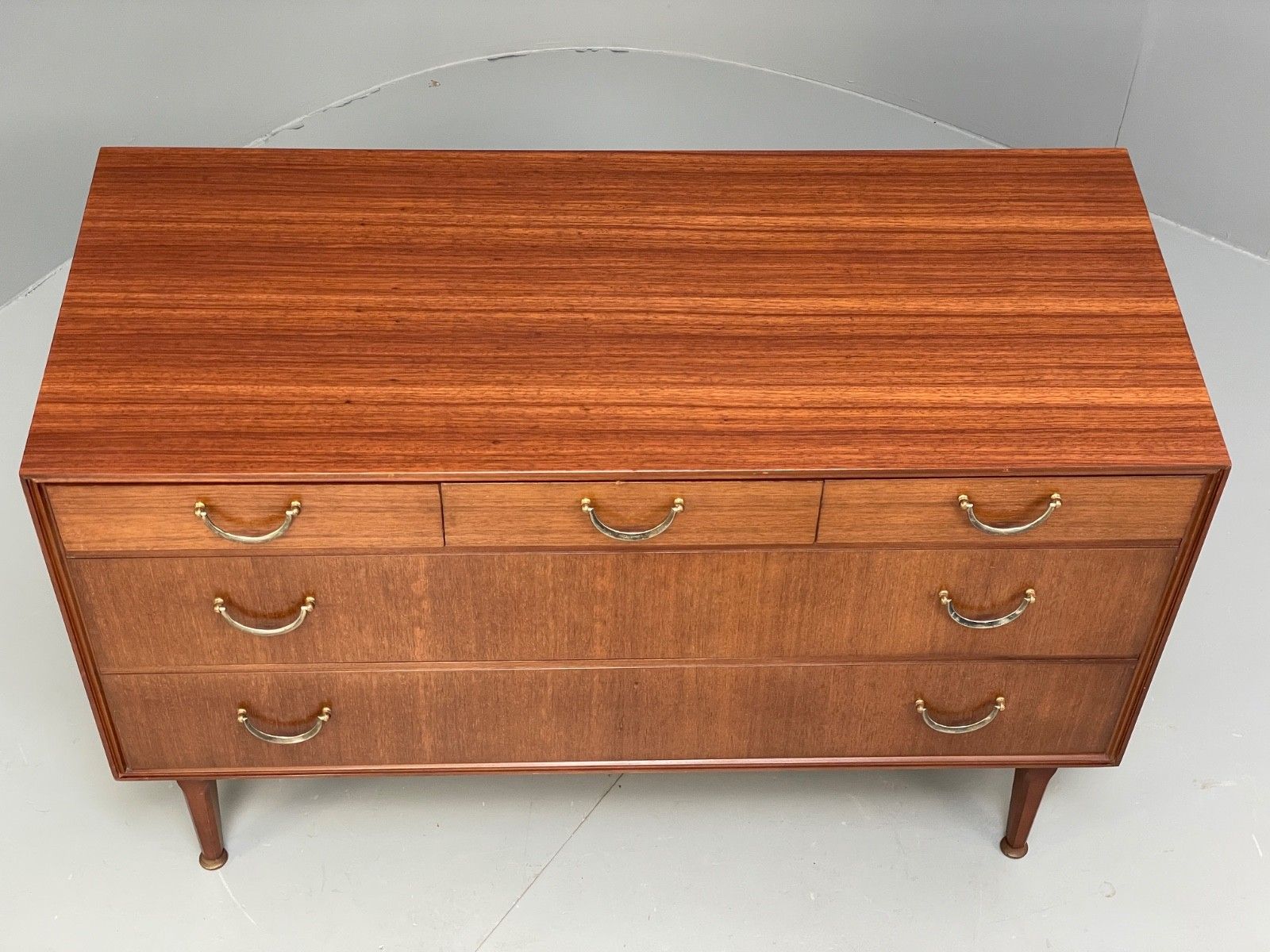 Vintage Meredew Chest Of Drawers Walnut Brass Handles Retro 1960s Eb10140 Mwoo photo for sale