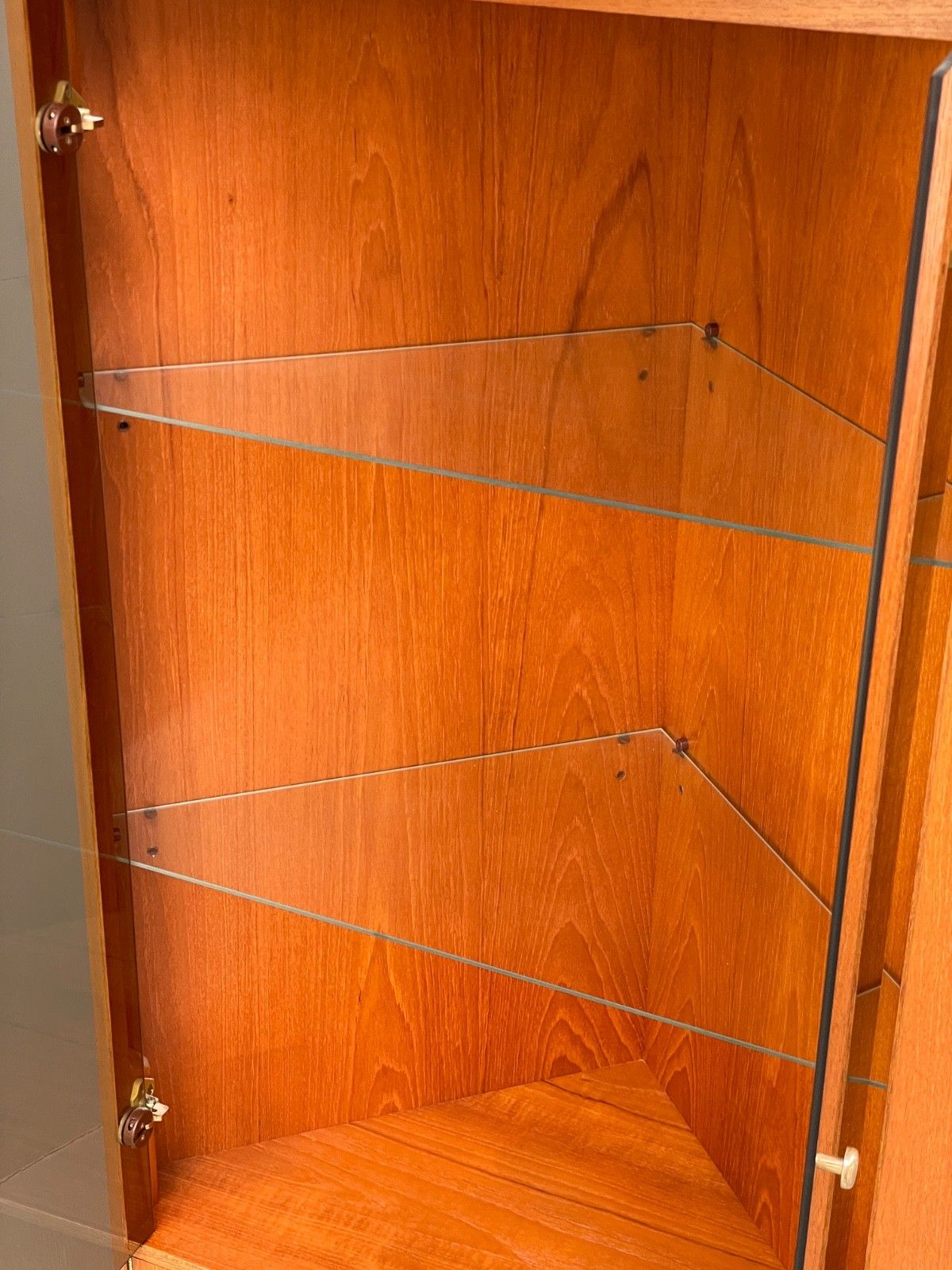 Vintage Teak Corner Cabinet Smoked Glass 1970s Turnidge Of London  Eb10017 Mwoo photo buy