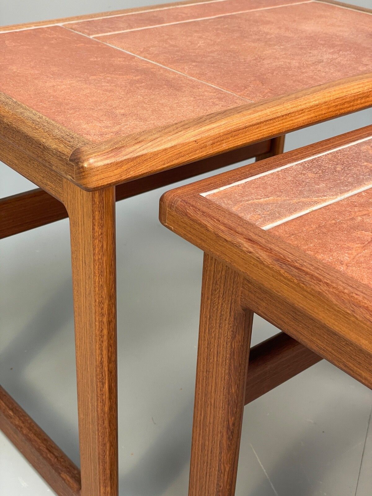 Vintage Teak Nesting Tables Tile Topped 1970s Retro Design  Eb9757 Mwoo photo Furniture