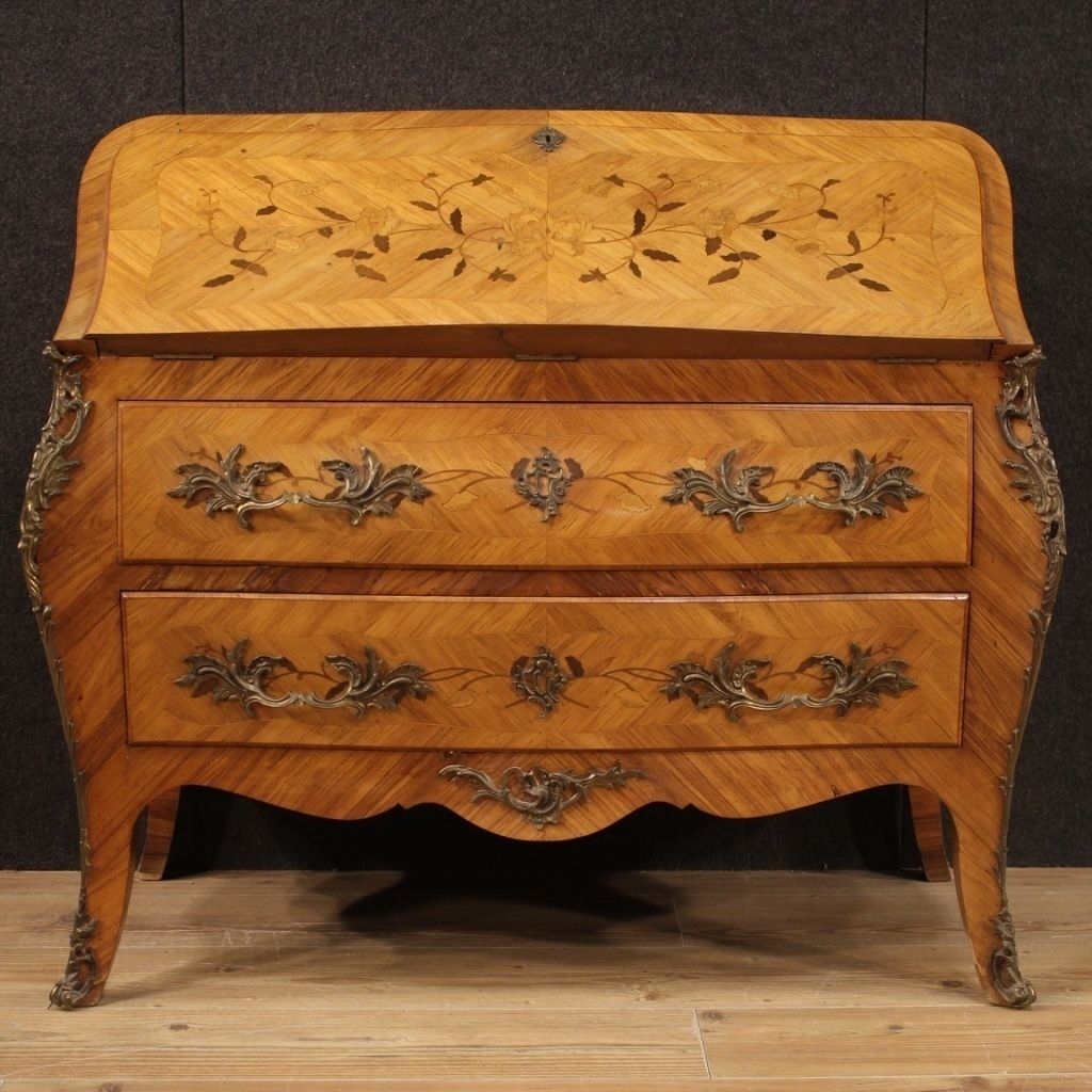 French Bureau In Inlaid Wood From 20th Century photo Furniture