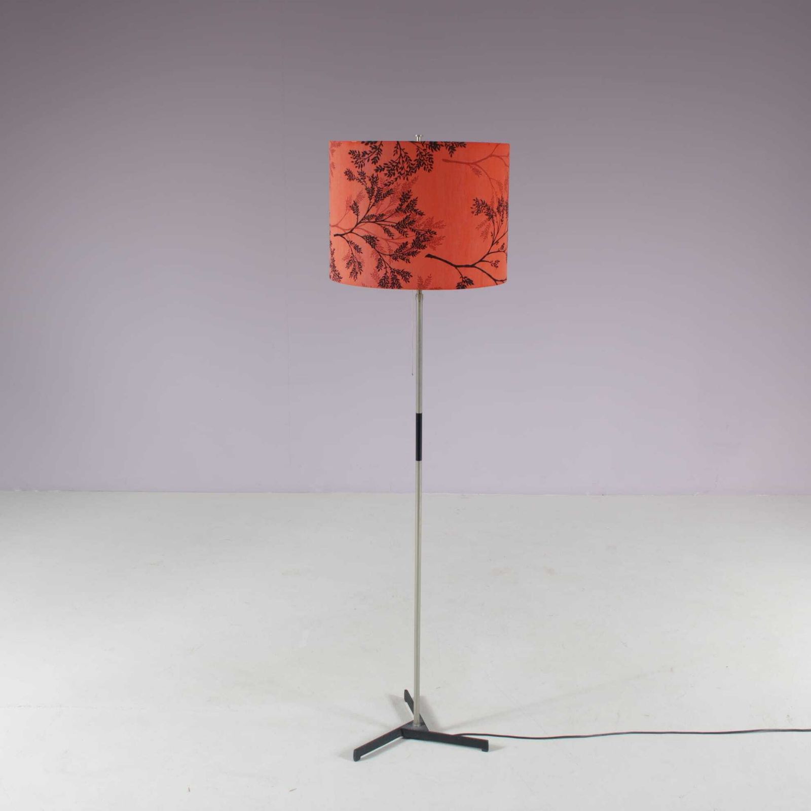 1960s Floor Lamp With Fabric Shade From The Netherlands
