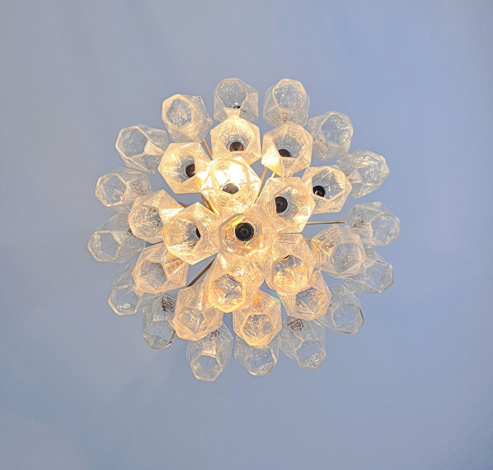 photo for sale Elegant Murano Poliedri Chandelier   Carlo Scarpa Design