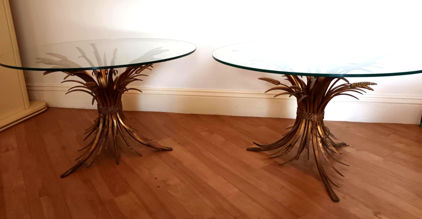 Stunning Pair Of Original Gilt Wheat Side Tables Hollywood Regency Chanel Style