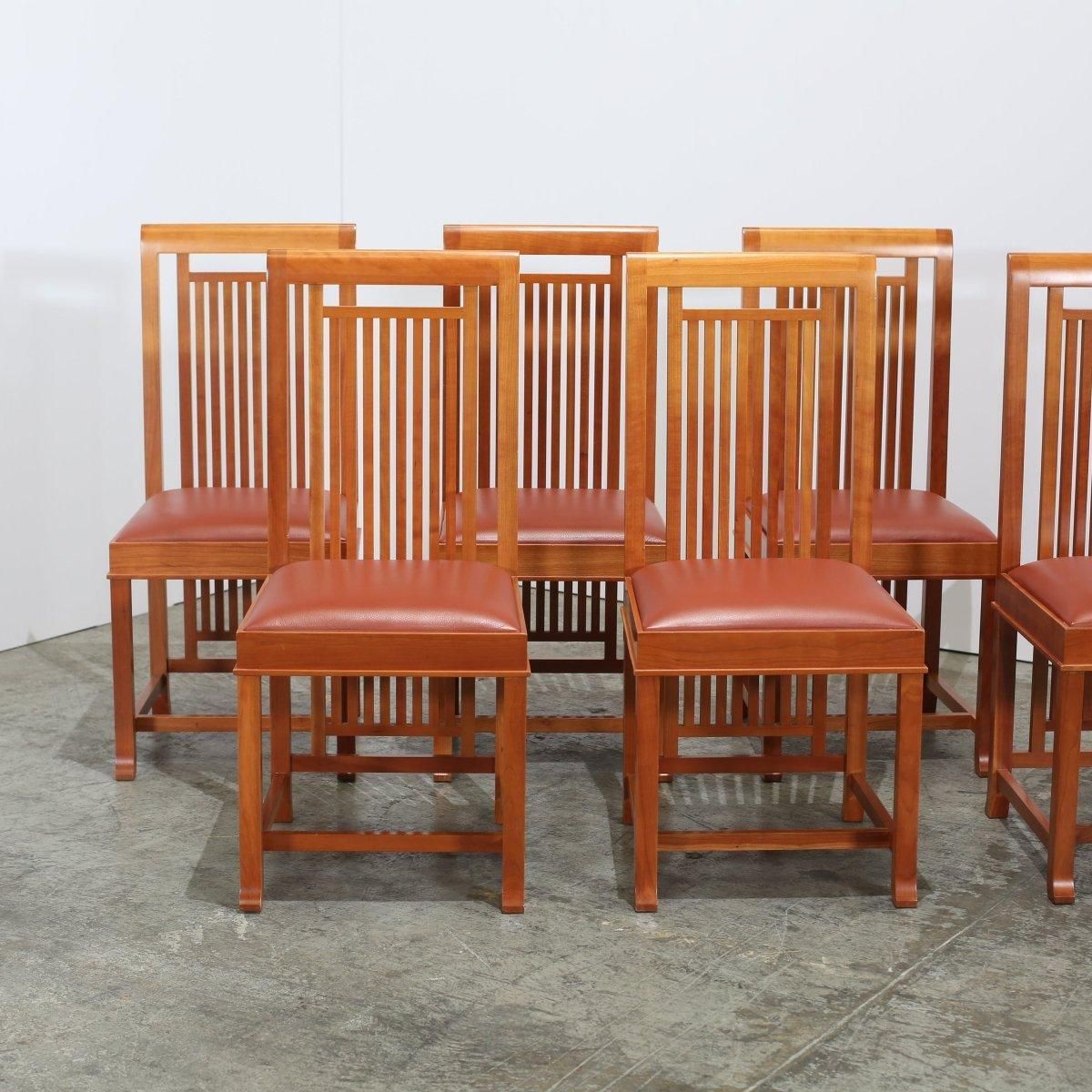 Cassina 614 Coonley 2 Chairs By Frank Lloyd Wright, Set Of Six photo Furniture